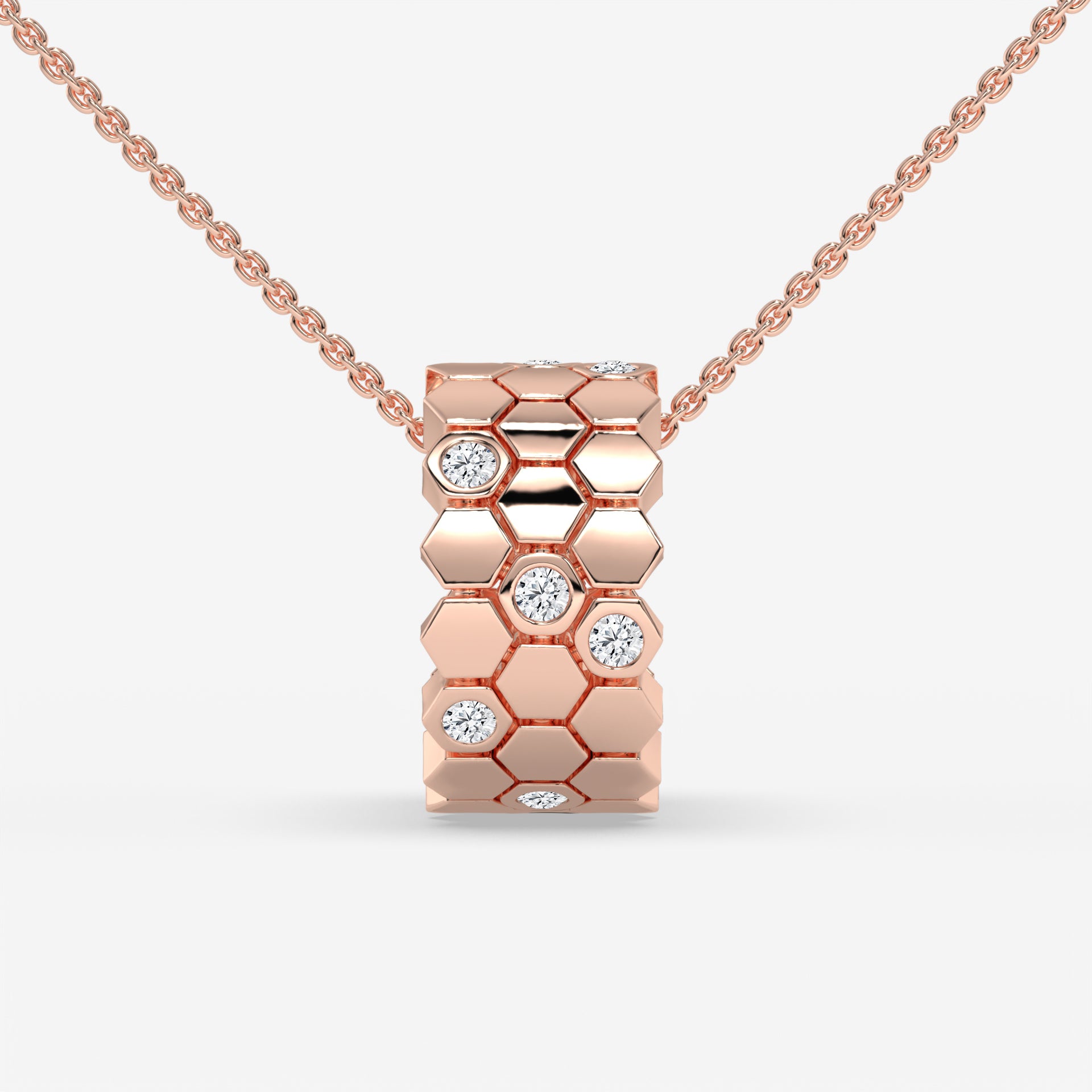 Honeycomb Hexagon Diamond Pendant in 14K White Gold – 0.28 CT