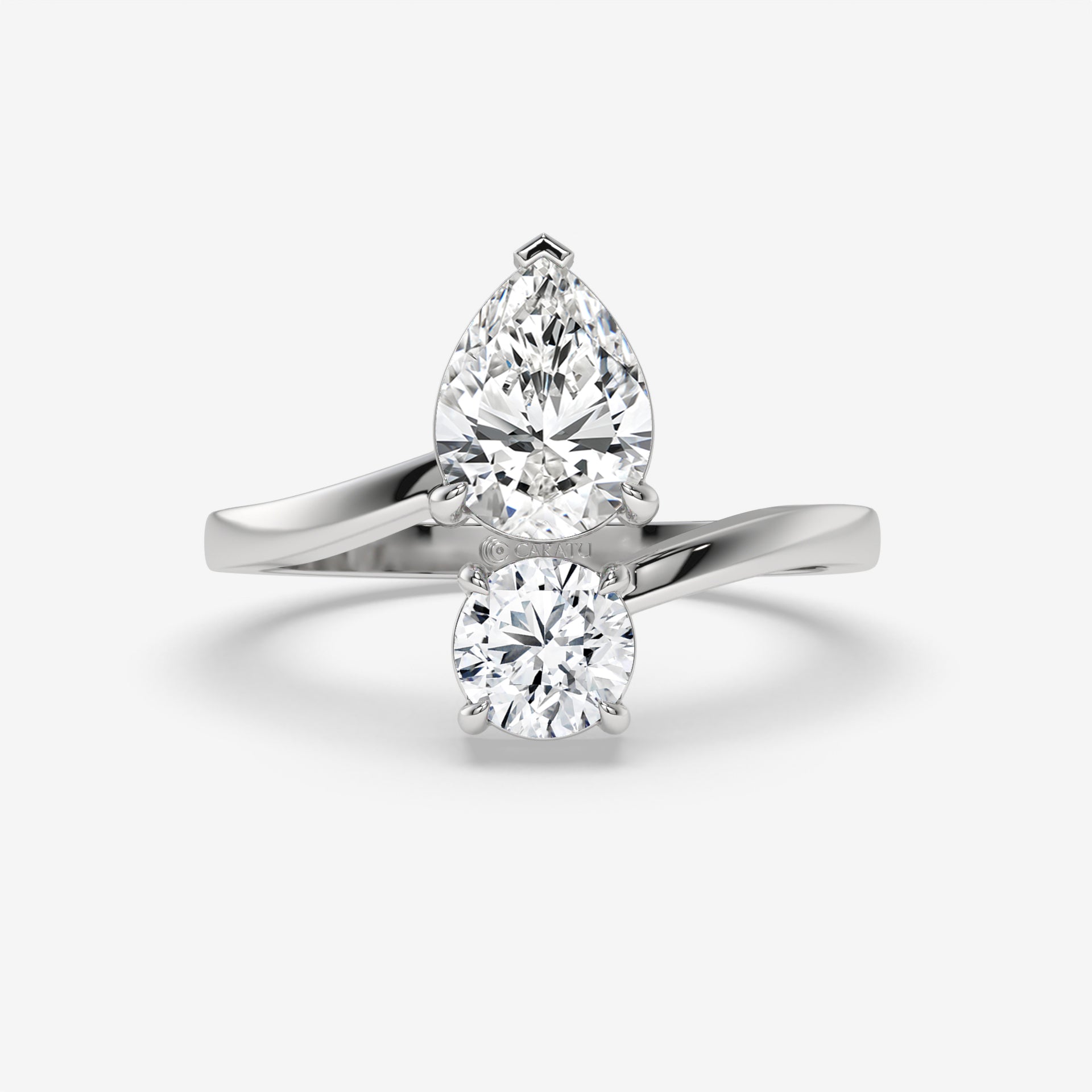 1.75 CT Pear and Round Diamond Engagement Ring in White Gold