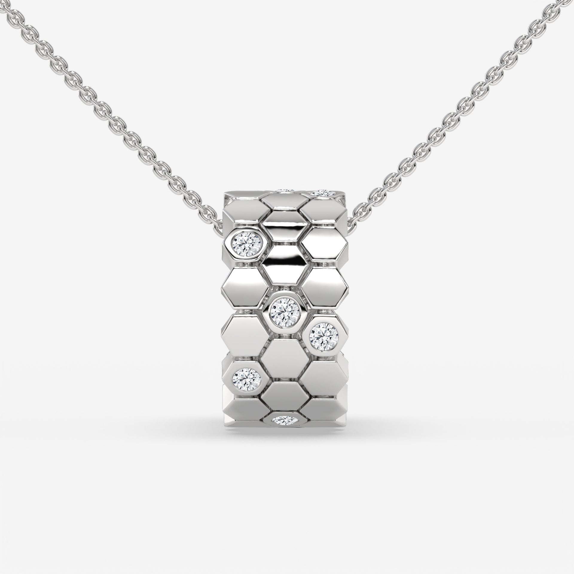 Honeycomb Hexagon Diamond Pendant in 14K Yellow Gold – 0.28 CT