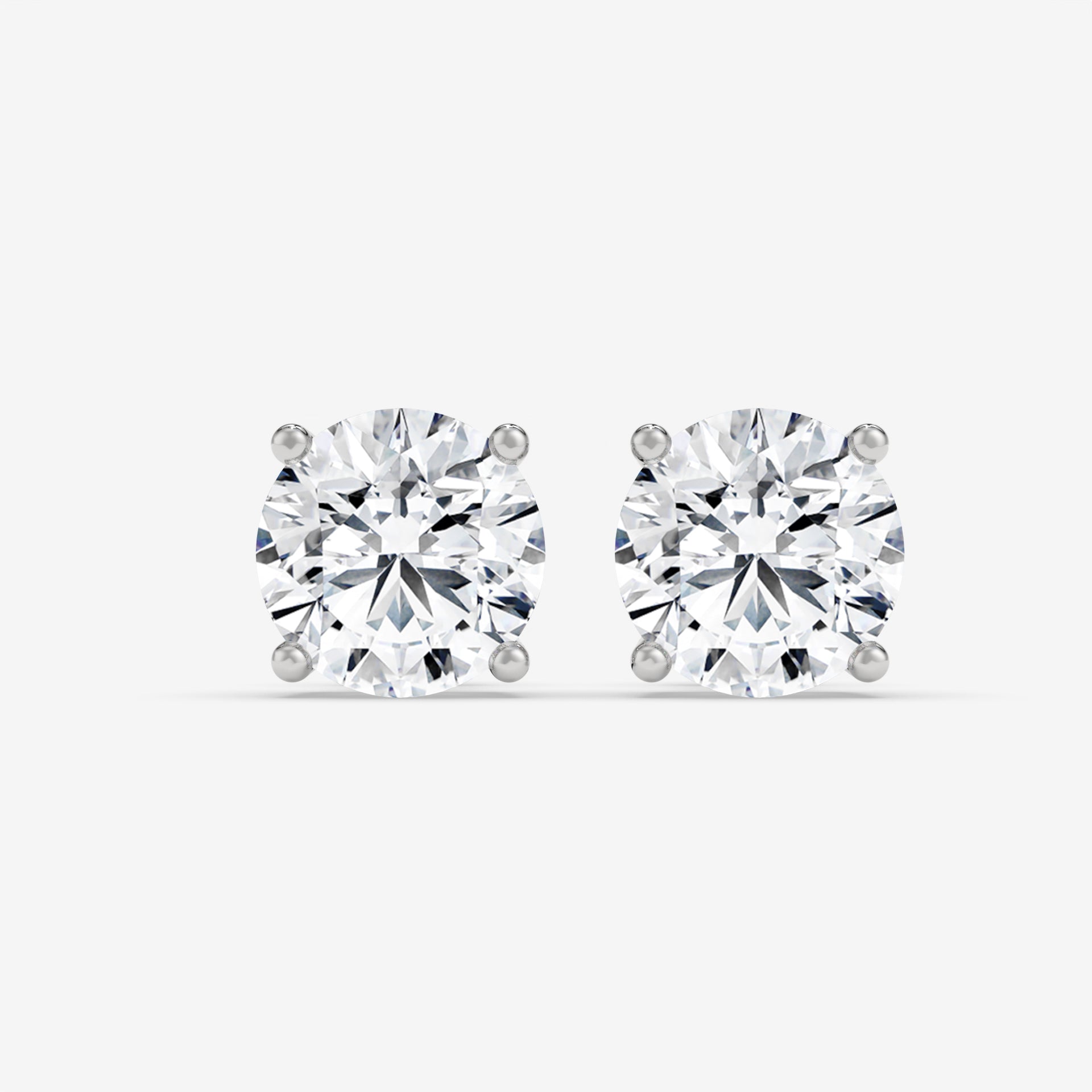 Classic Round Diamond Stud Earrings in 14K White Gold