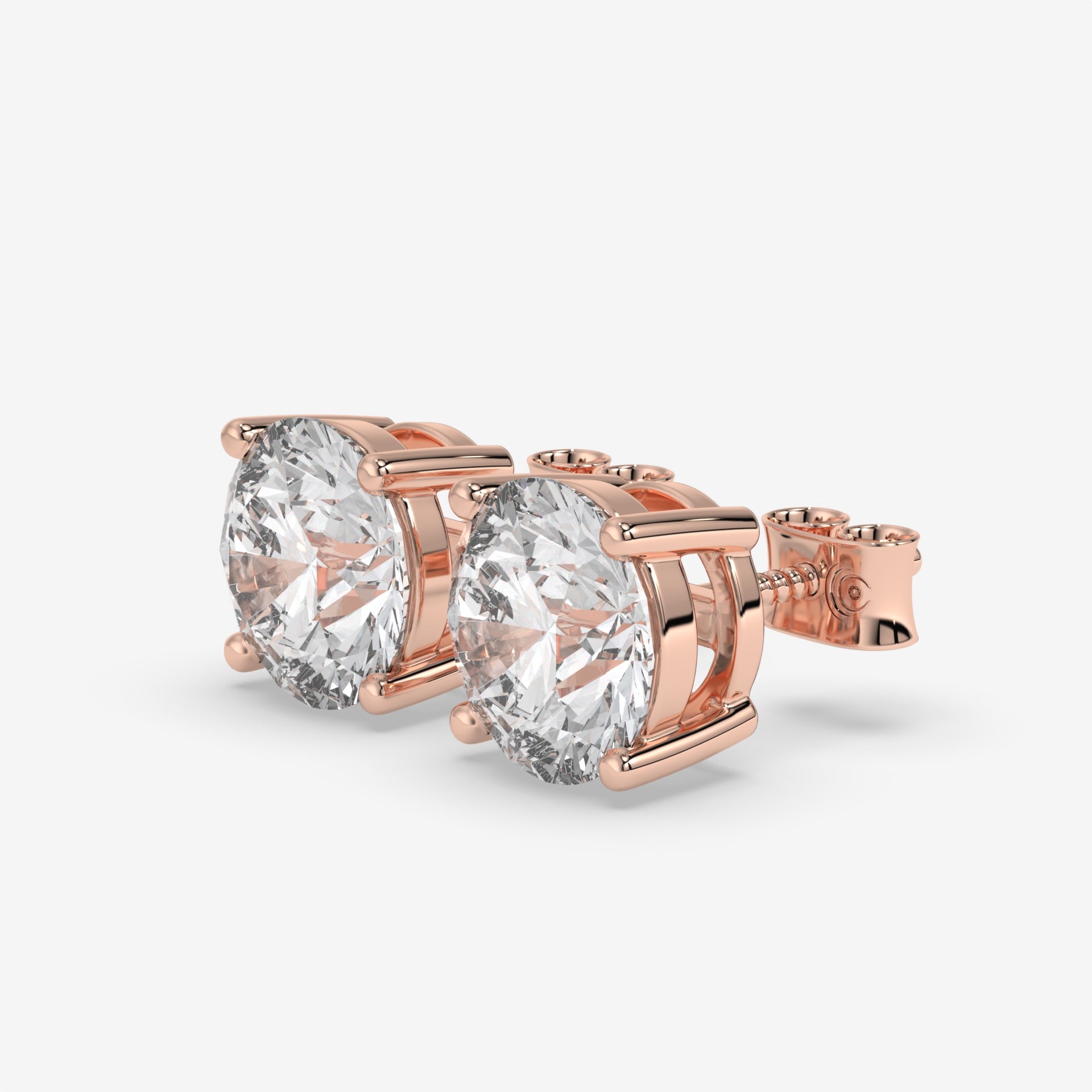 Classic Round Diamond Stud Earrings in 14K Rose Gold