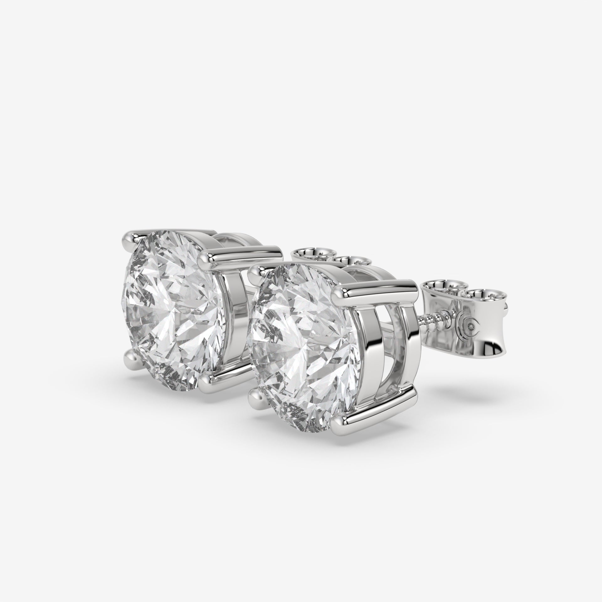 Classic Round Diamond Stud Earrings in 14K White Gold