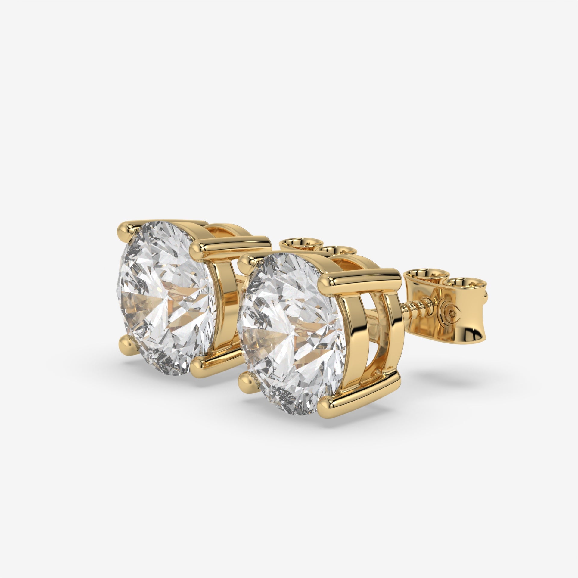 Classic Round Diamond Stud Earrings in 14K Yellow Gold