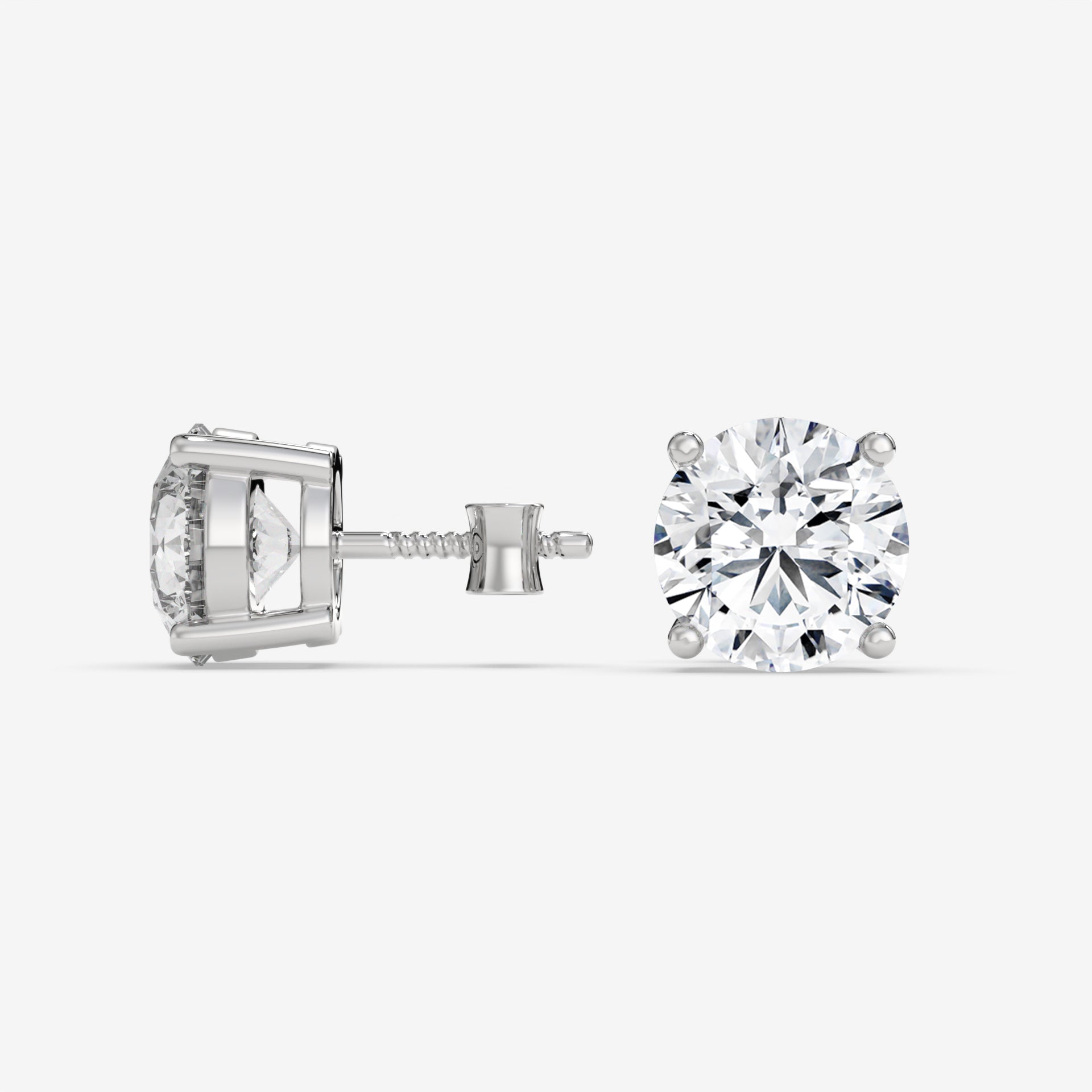 Classic Round Diamond Stud Earrings in 14K White Gold