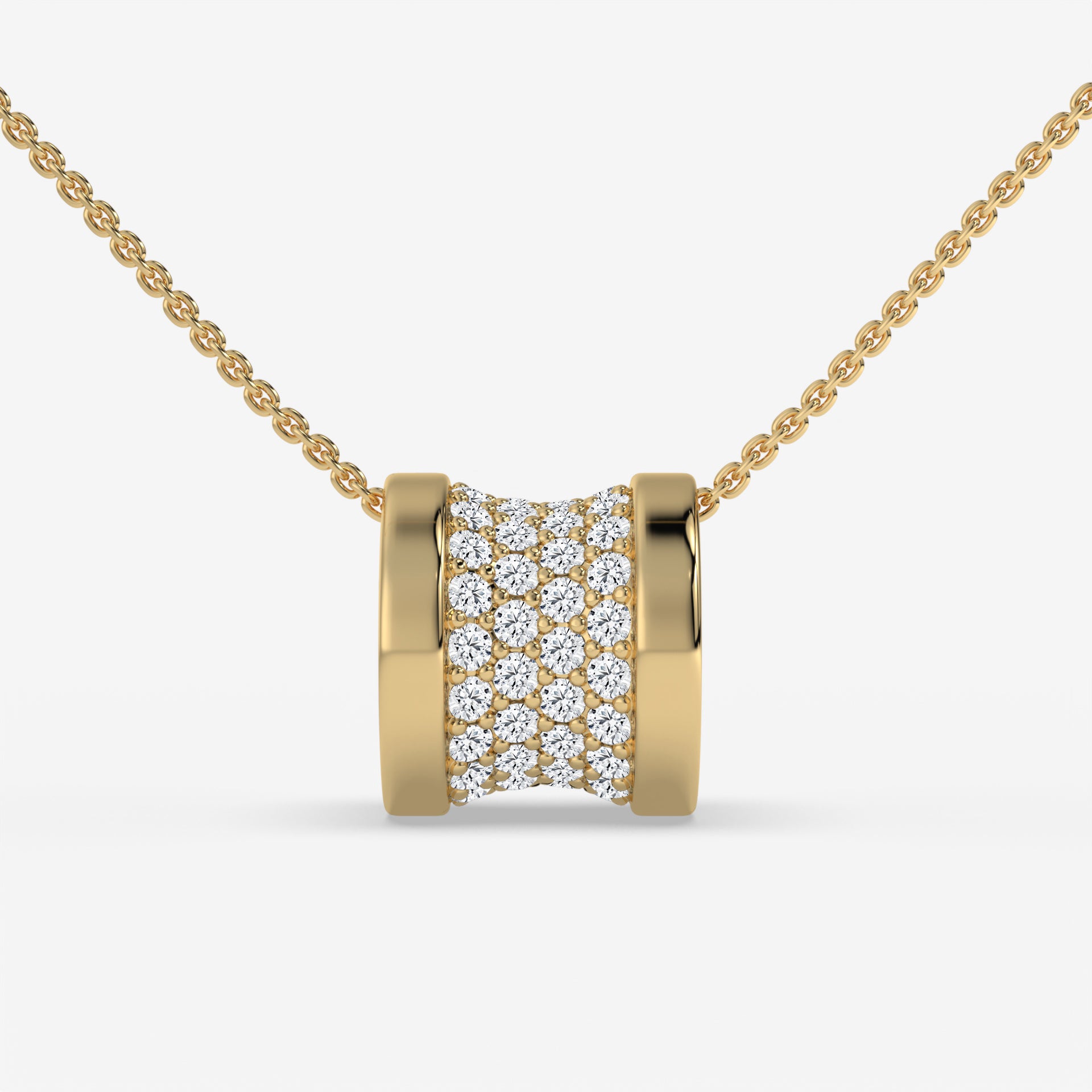 Yellow Gold Roll It Diamond Necklace