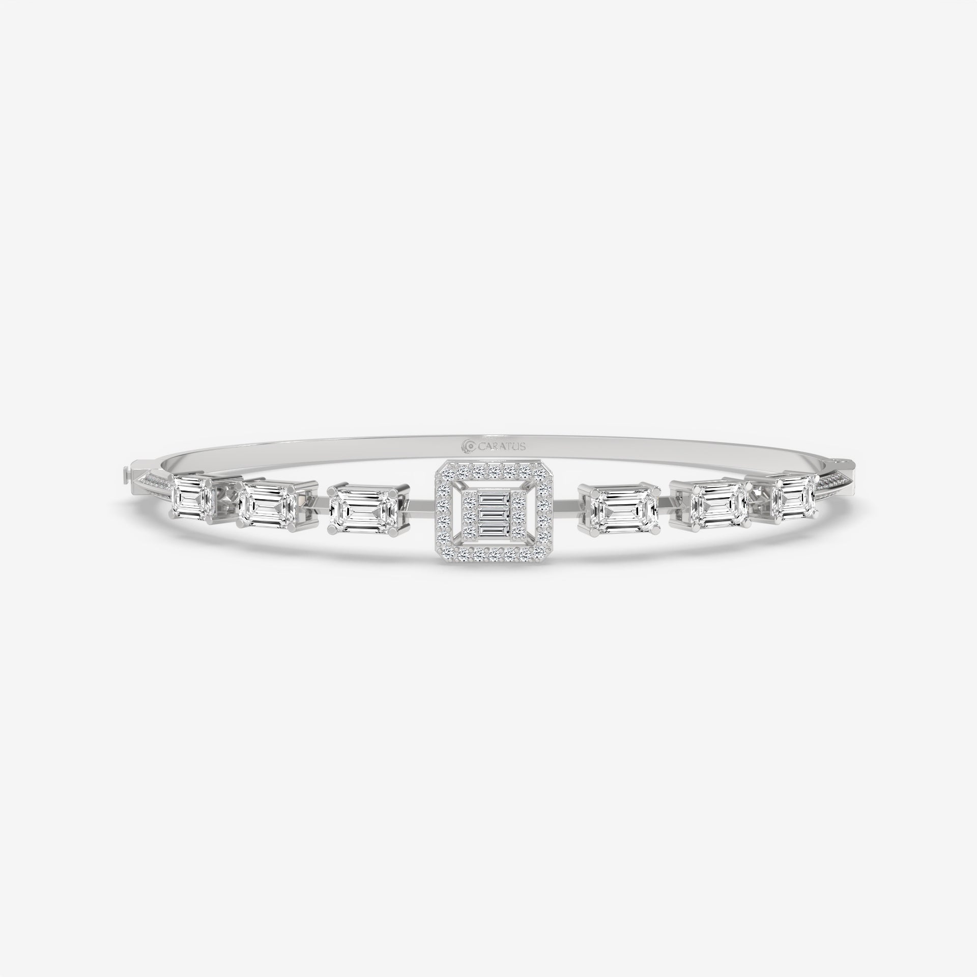 1.74 CT Emerald and Baguette Diamond Yellow Gold Bangle