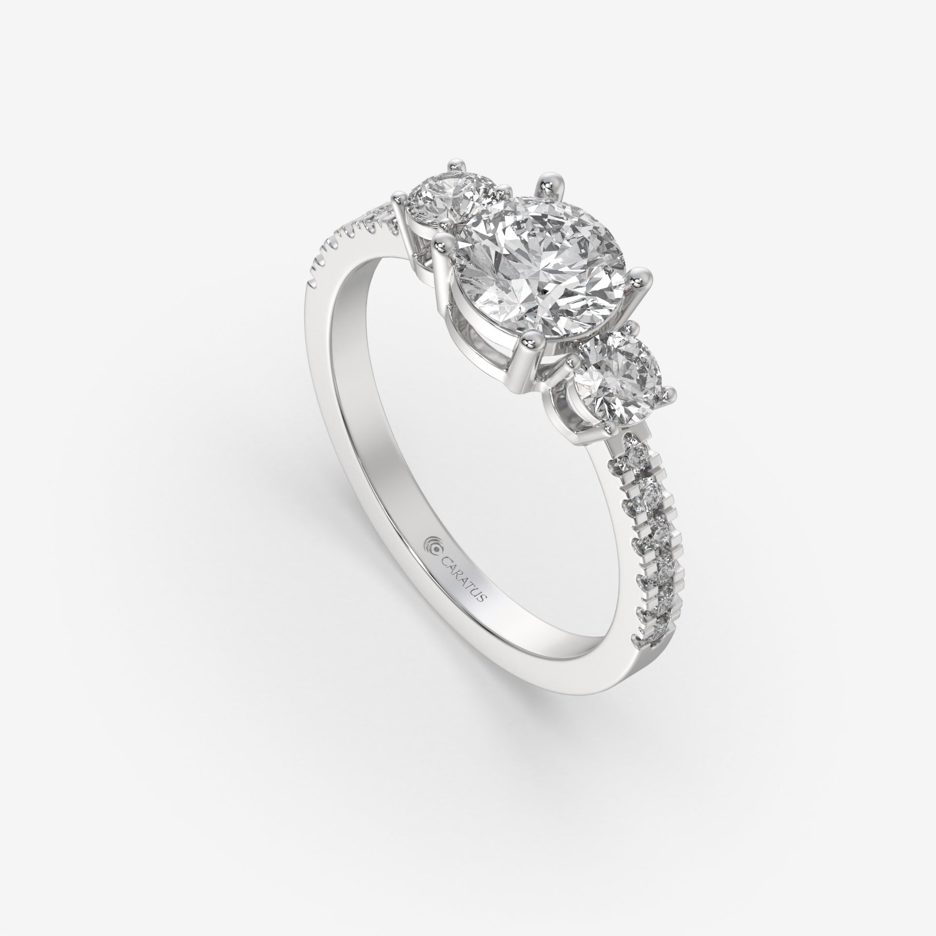 1.48 CT Round Diamond Three-Stone White Gold Engagement Ring