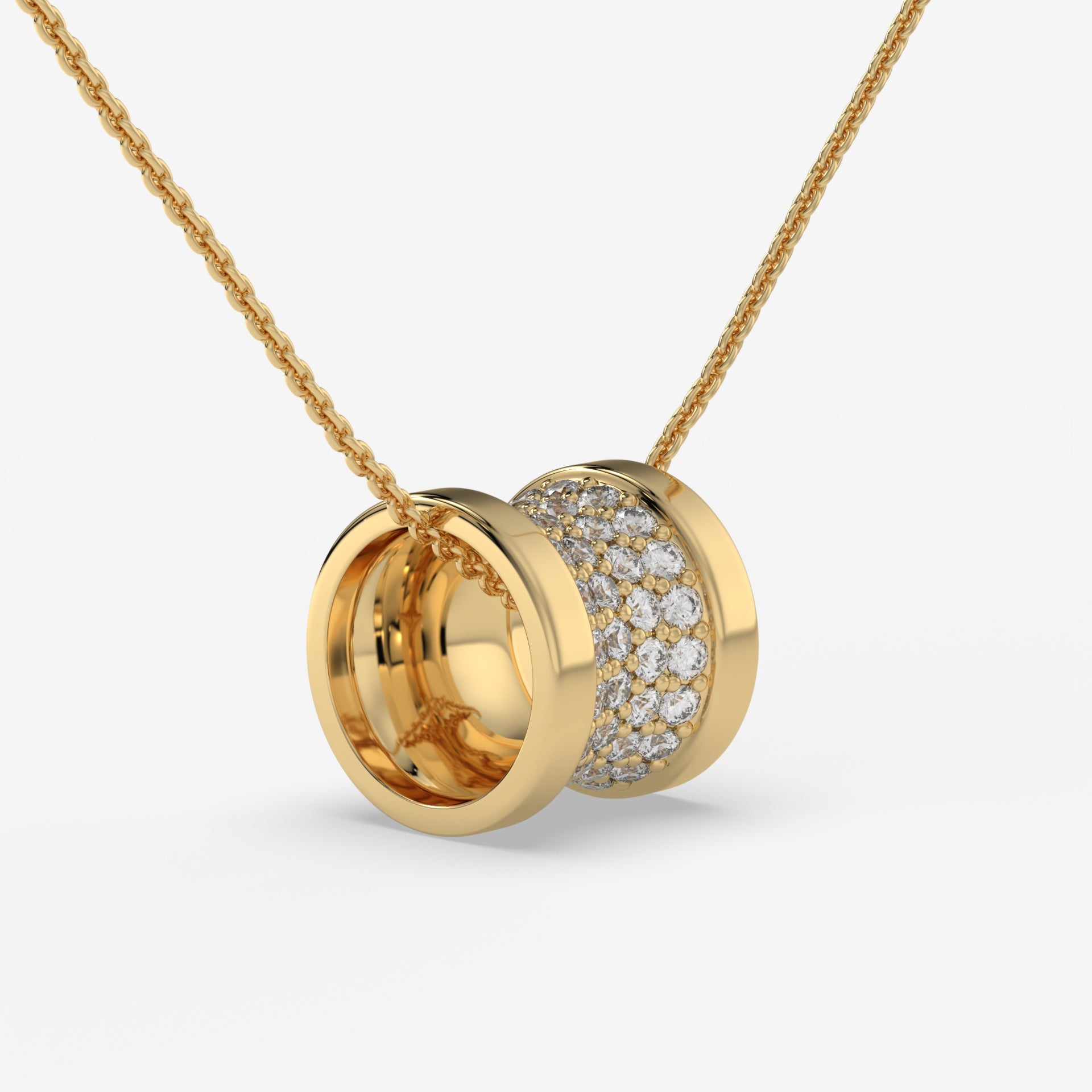 Yellow Gold Roll It Diamond Necklace