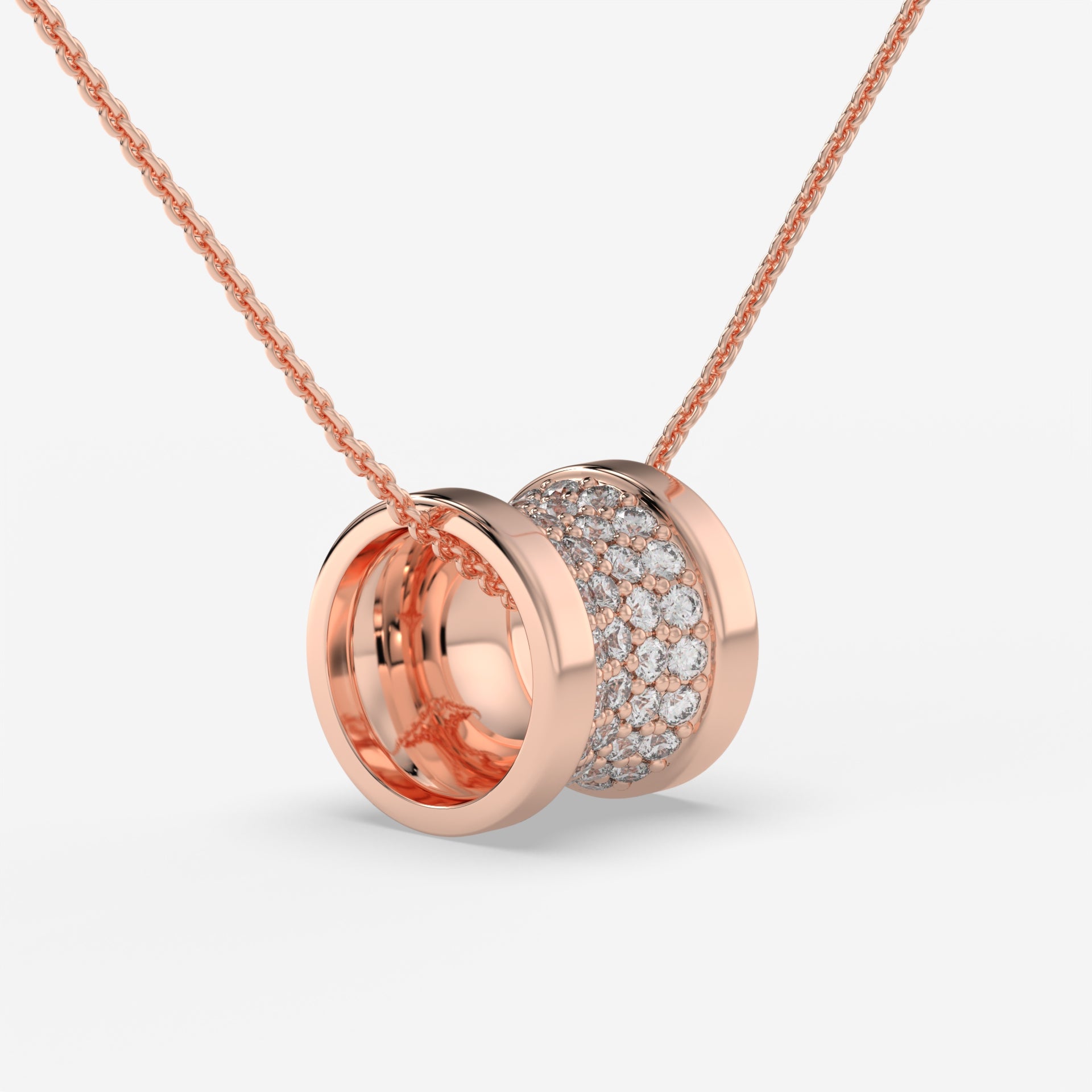 Rose Gold Roll It Diamond Necklace