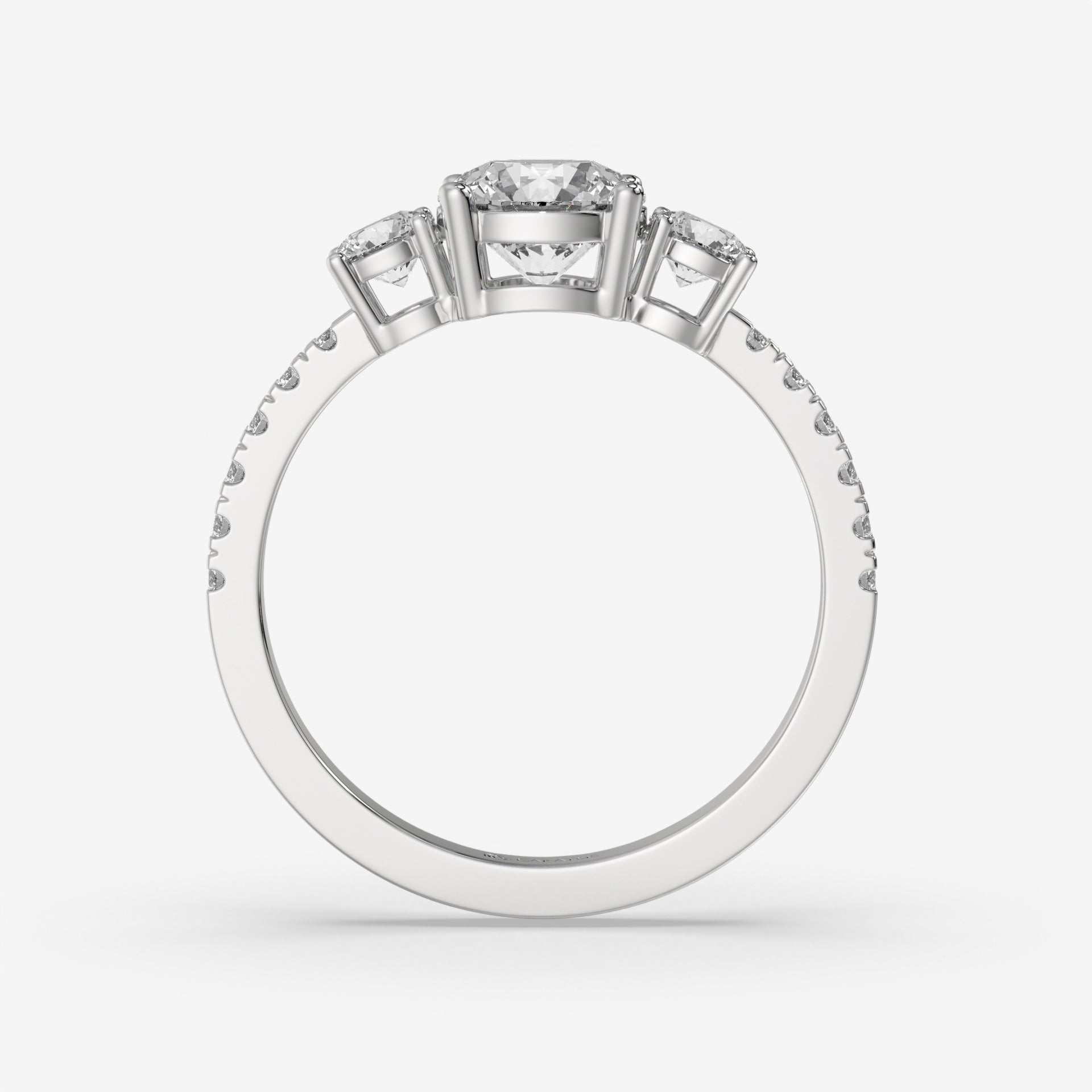 1.48 CT Round Diamond Three-Stone White Gold Engagement Ring