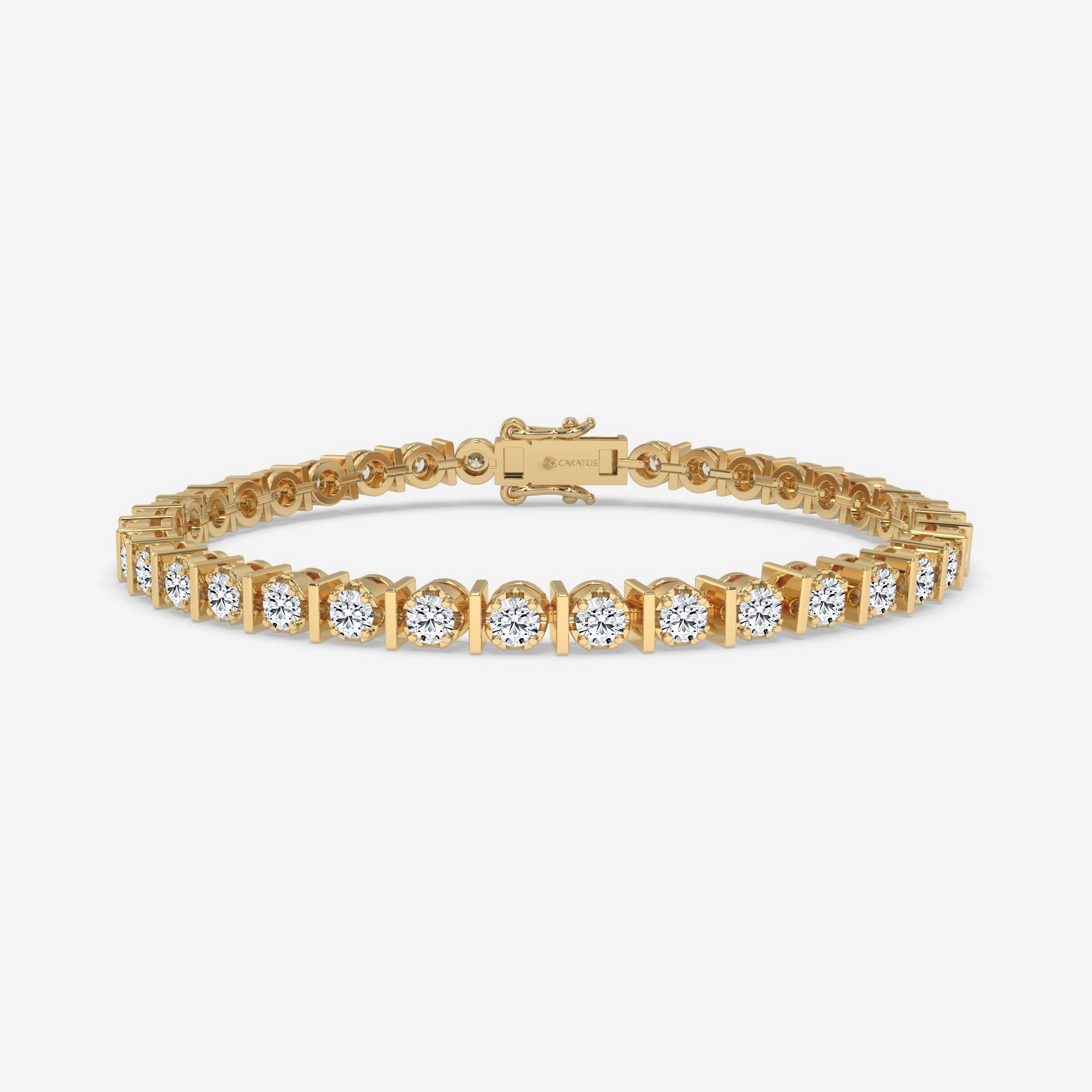 4.57 CT Yellow Gold Round Diamonds Tennis Bracelet