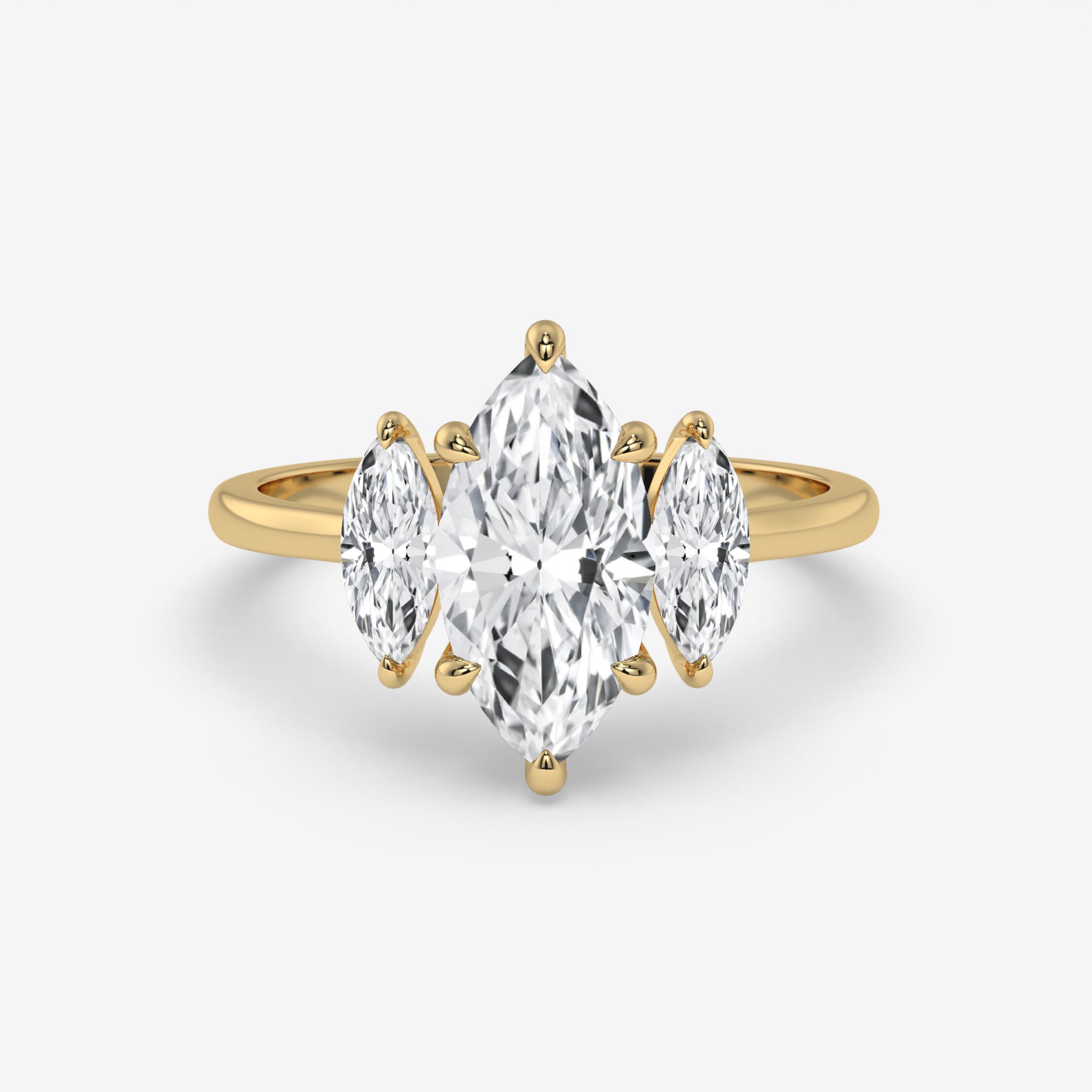 1.50 CT Rose Gold Marquise Diamond Engagement Ring with Side Stones