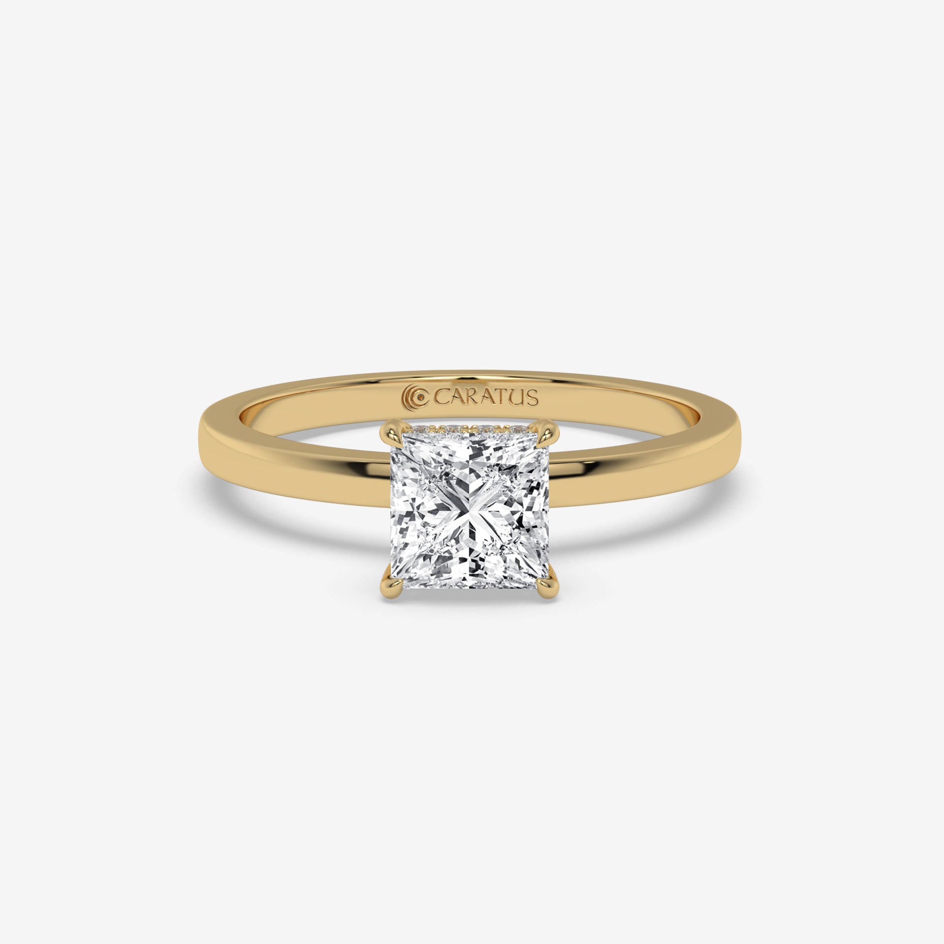 Rose Gold Princess-Cut Diamond Ring with Round Diamond