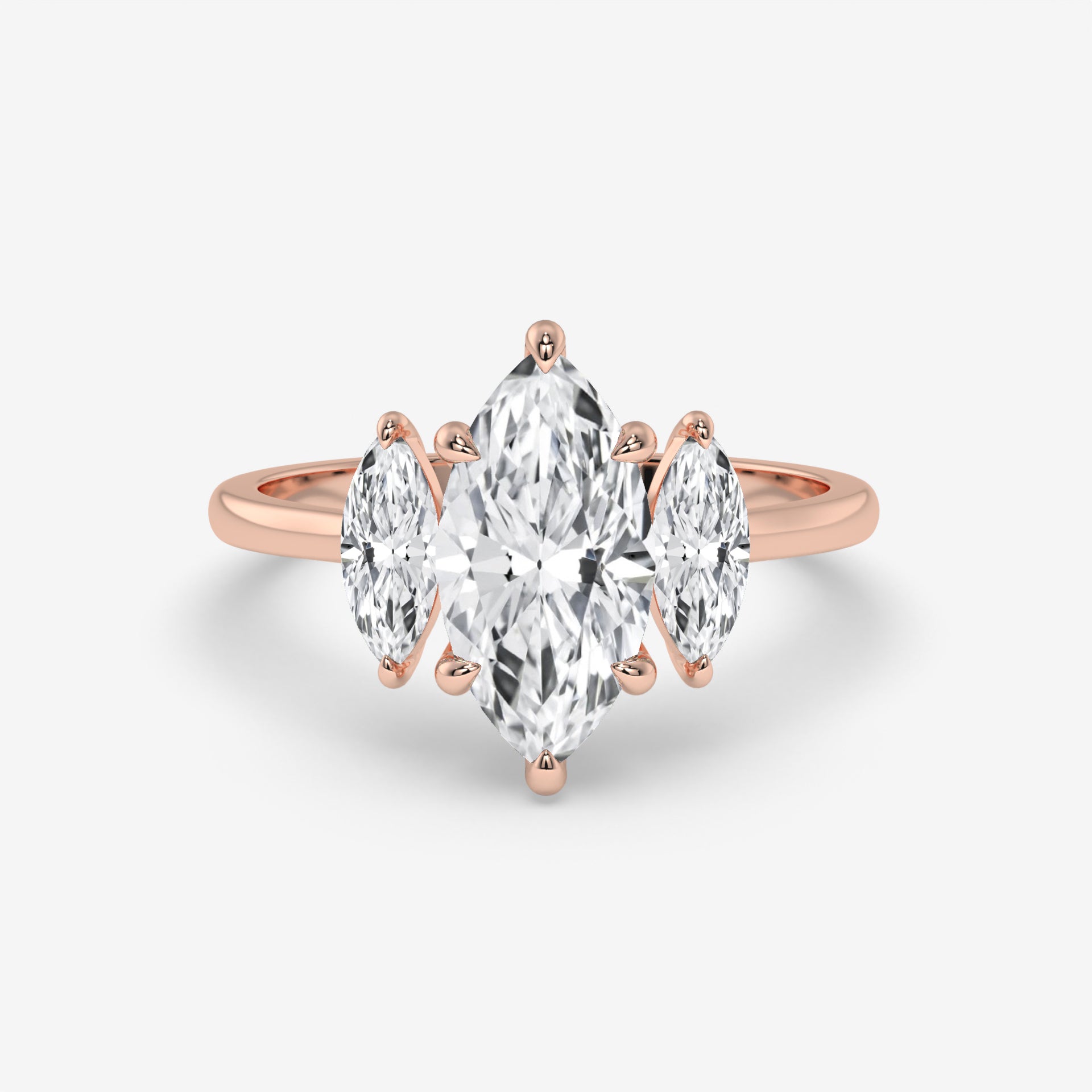 1.50 CT White Gold Marquise Diamond Engagement Ring with Side Stones