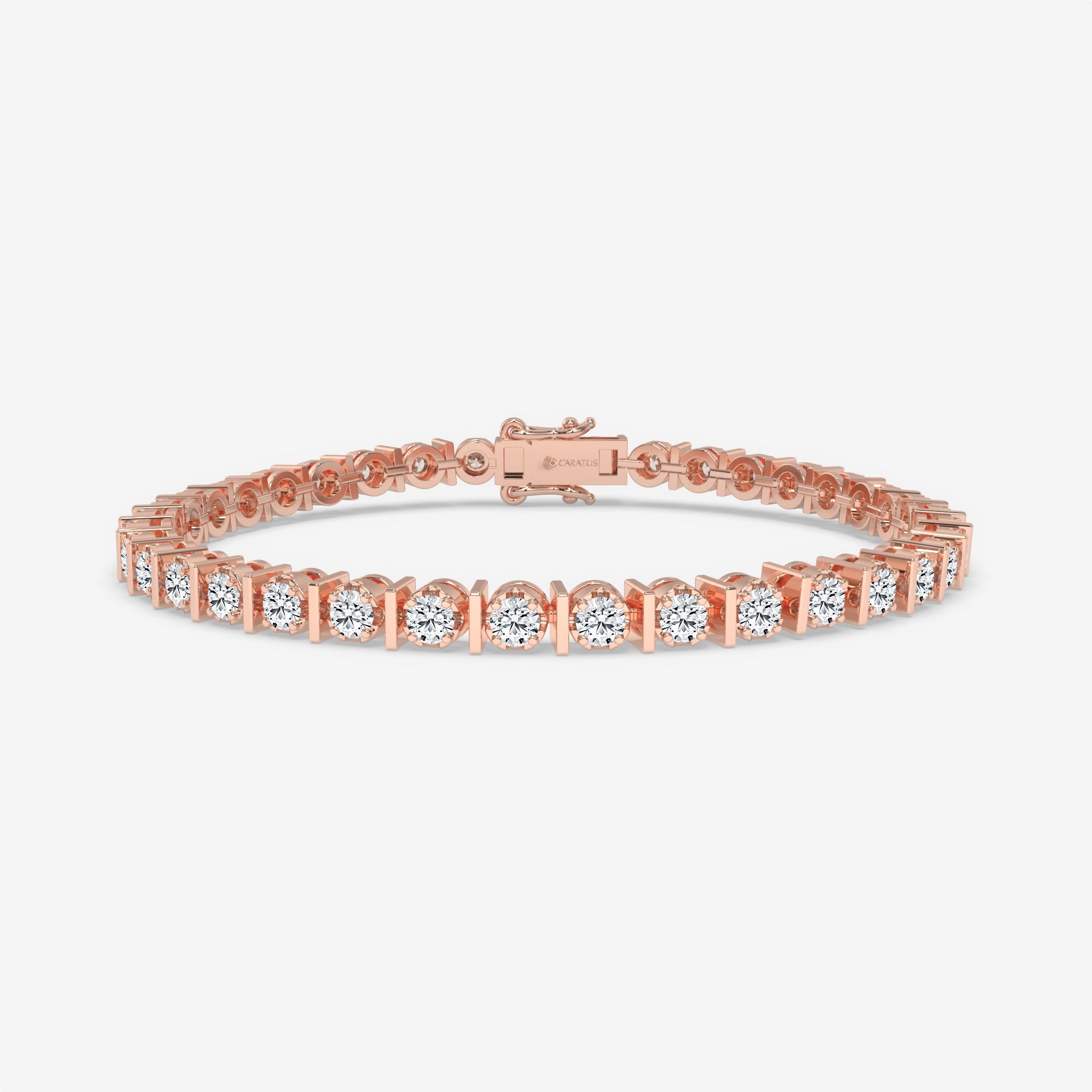 4.57 CT Yellow Gold Round Diamonds Tennis Bracelet