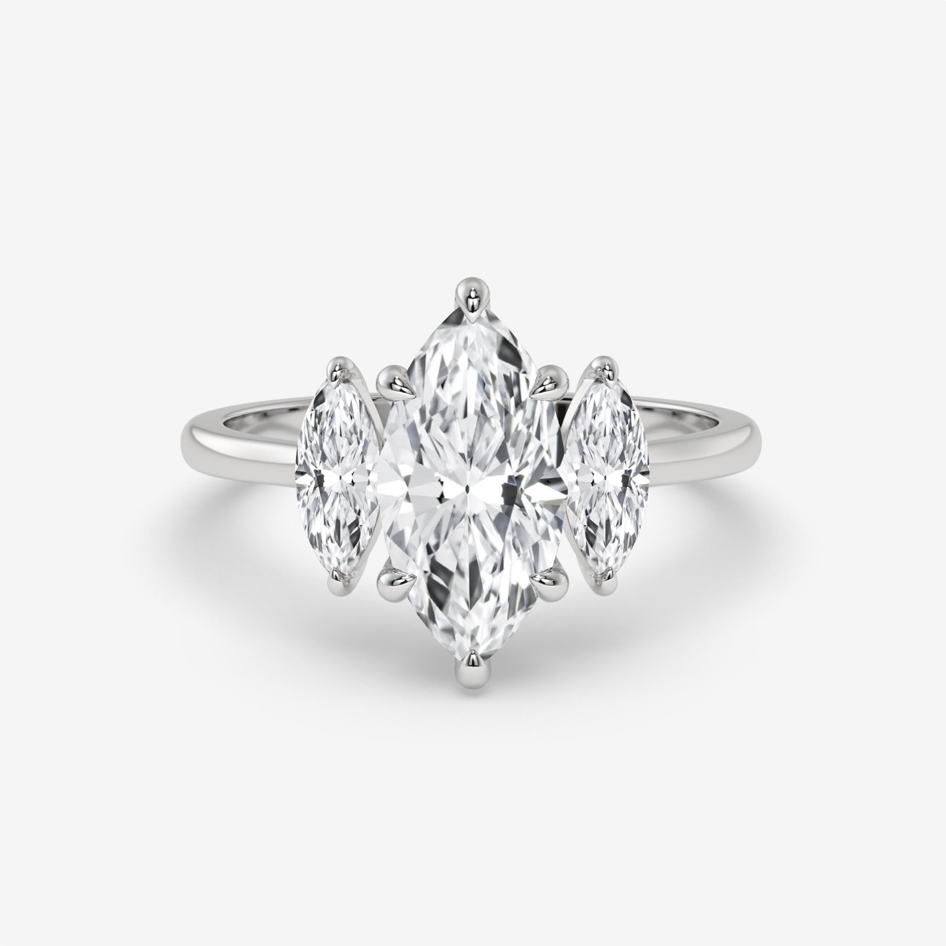 1.50 CT Yellow Gold Marquise Diamond Engagement Ring with Side Stones