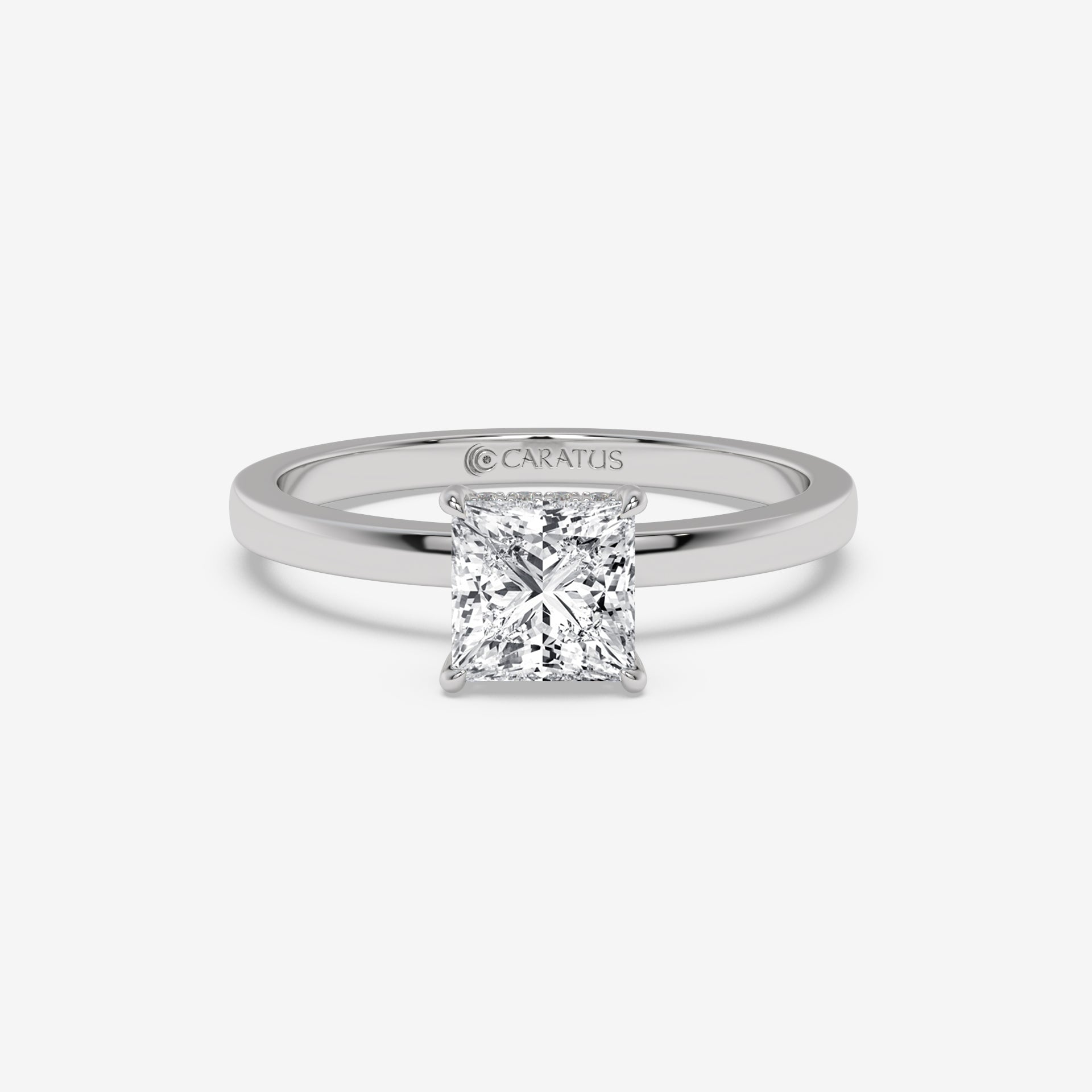 Rose Gold Princess-Cut Diamond Ring with Round Diamond