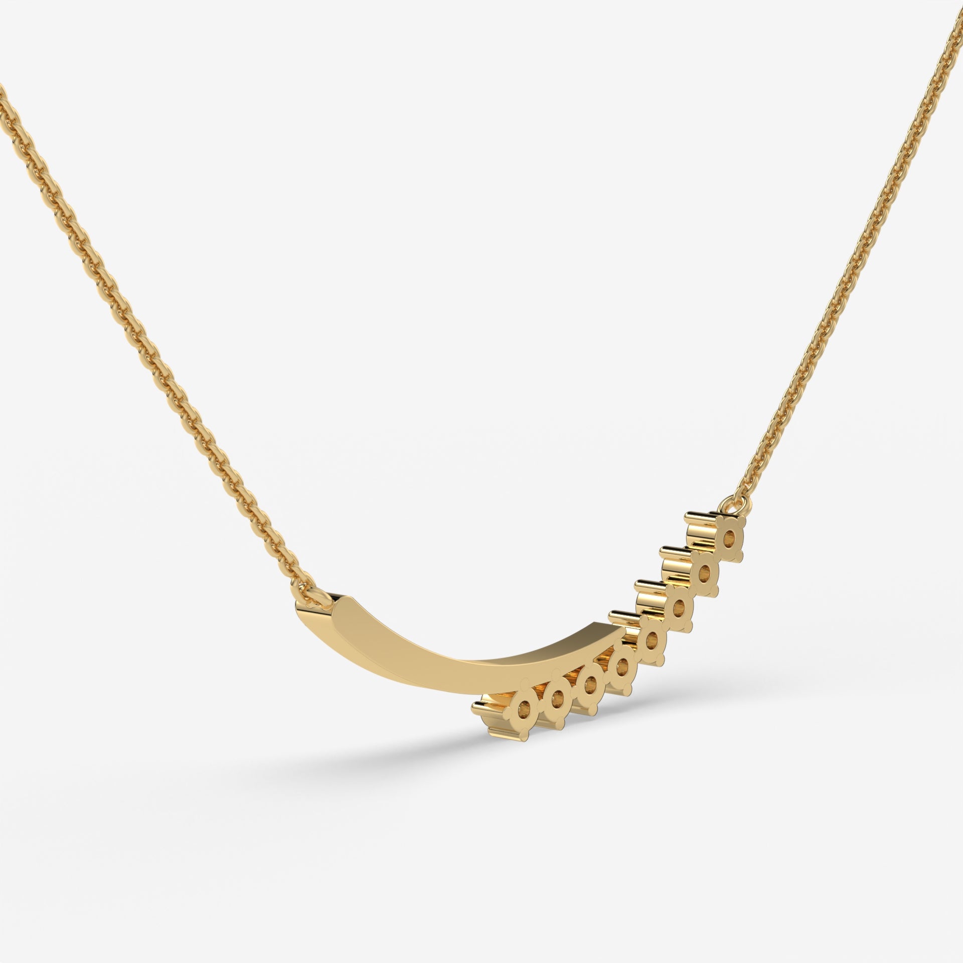 0.20 CT Windswept Diamond Yellow Gold Necklace
