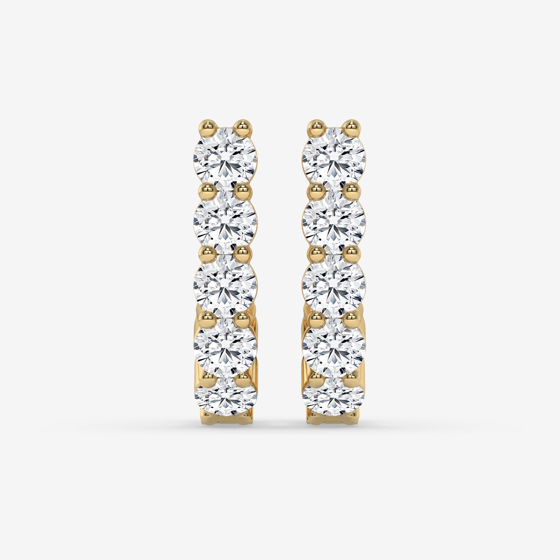 14K Yellow Gold Round Cut Diamond Bar Earrings