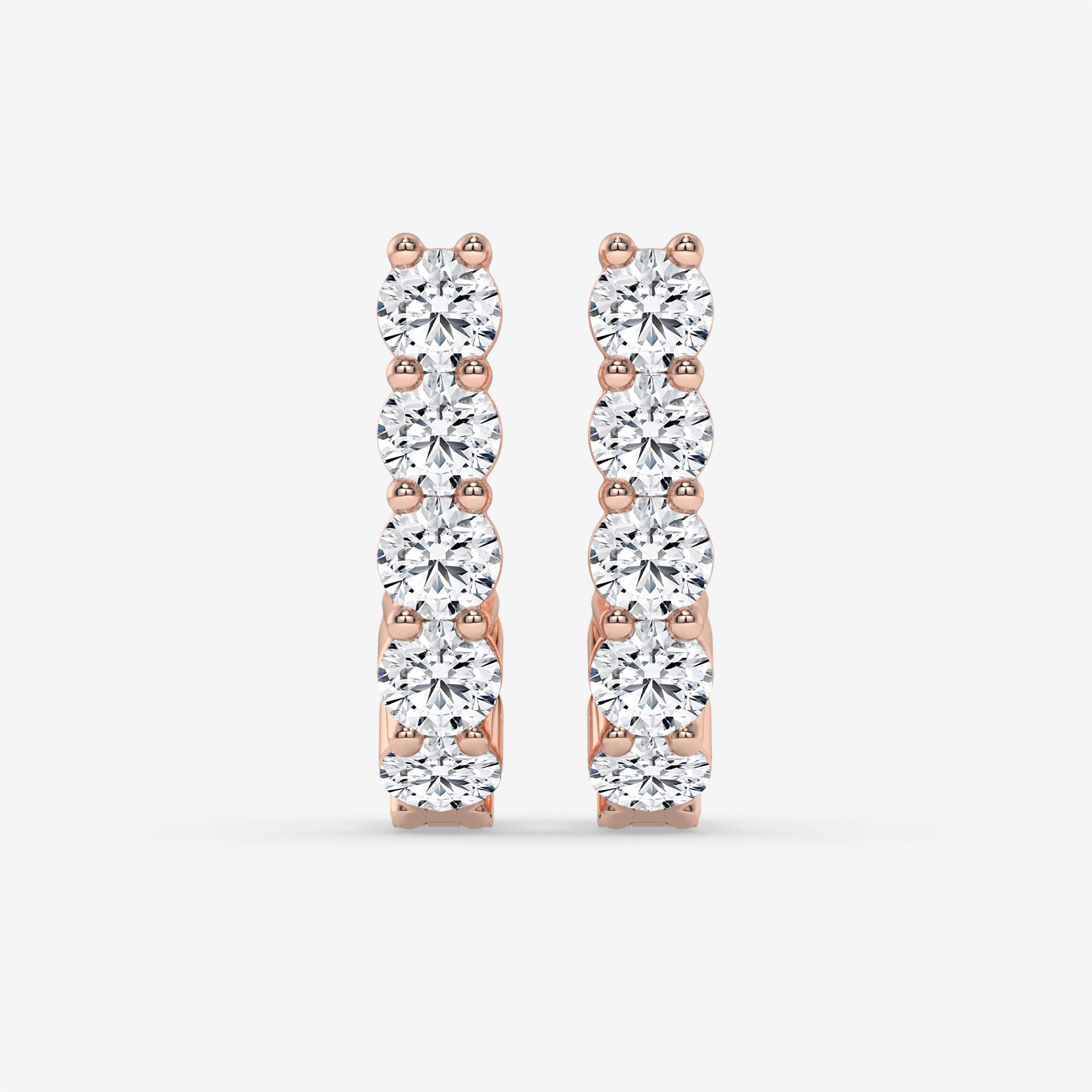 14K Yellow Gold Round Cut Diamond Bar Earrings