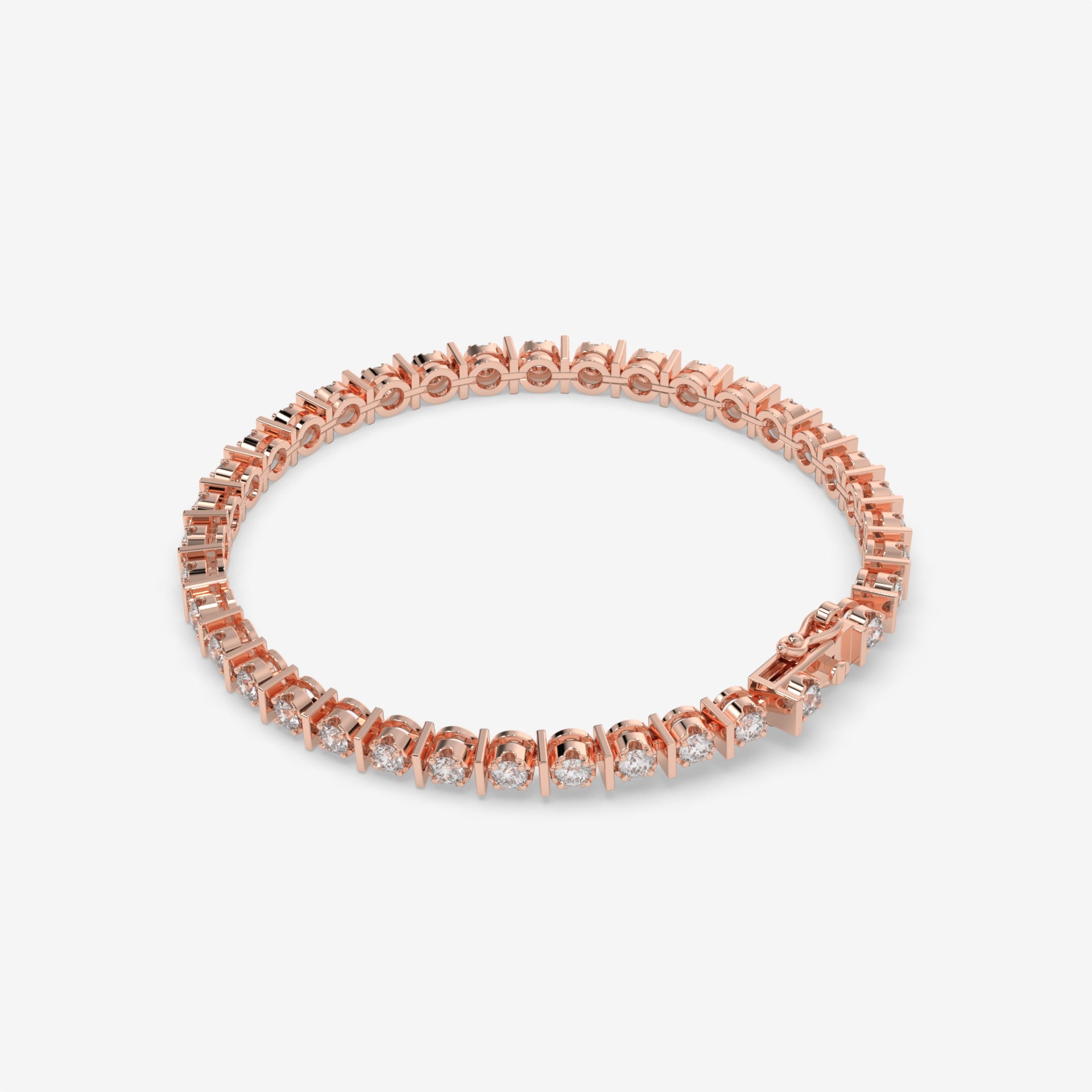 4.57 CT Rose Gold Round Diamonds Tennis Bracelet