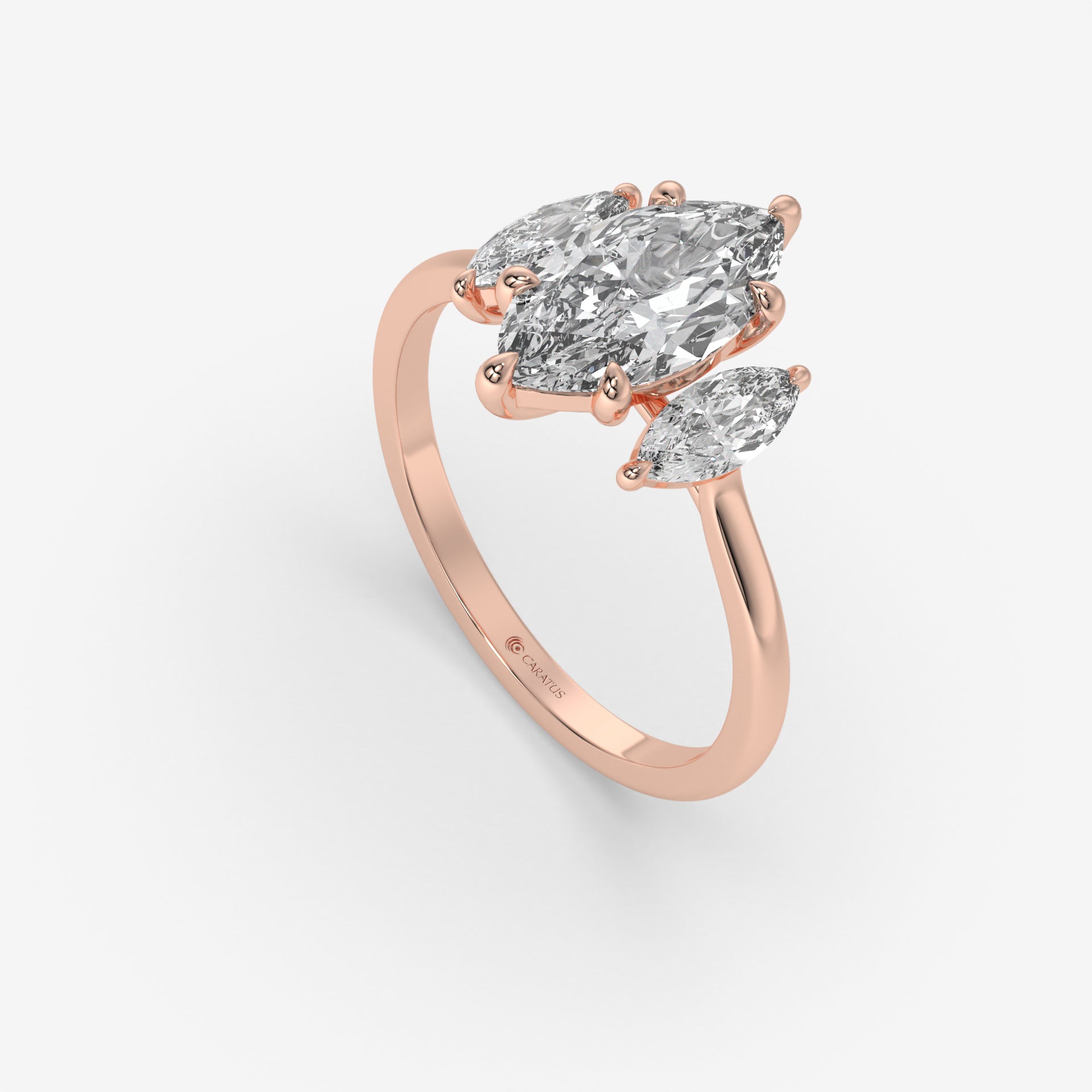 1.50 CT Rose Gold Marquise Diamond Engagement Ring with Side Stones