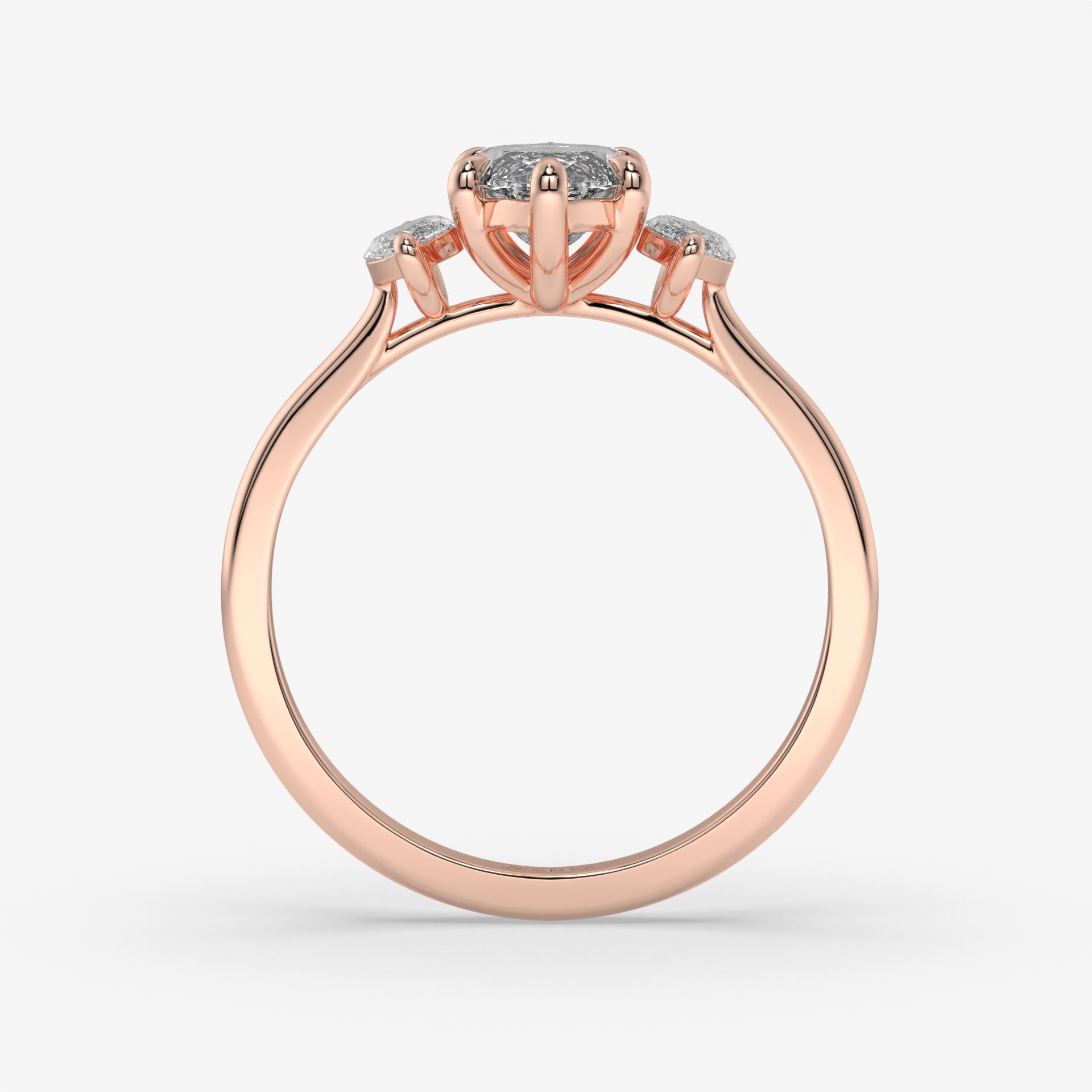 1.50 CT Rose Gold Marquise Diamond Engagement Ring with Side Stones