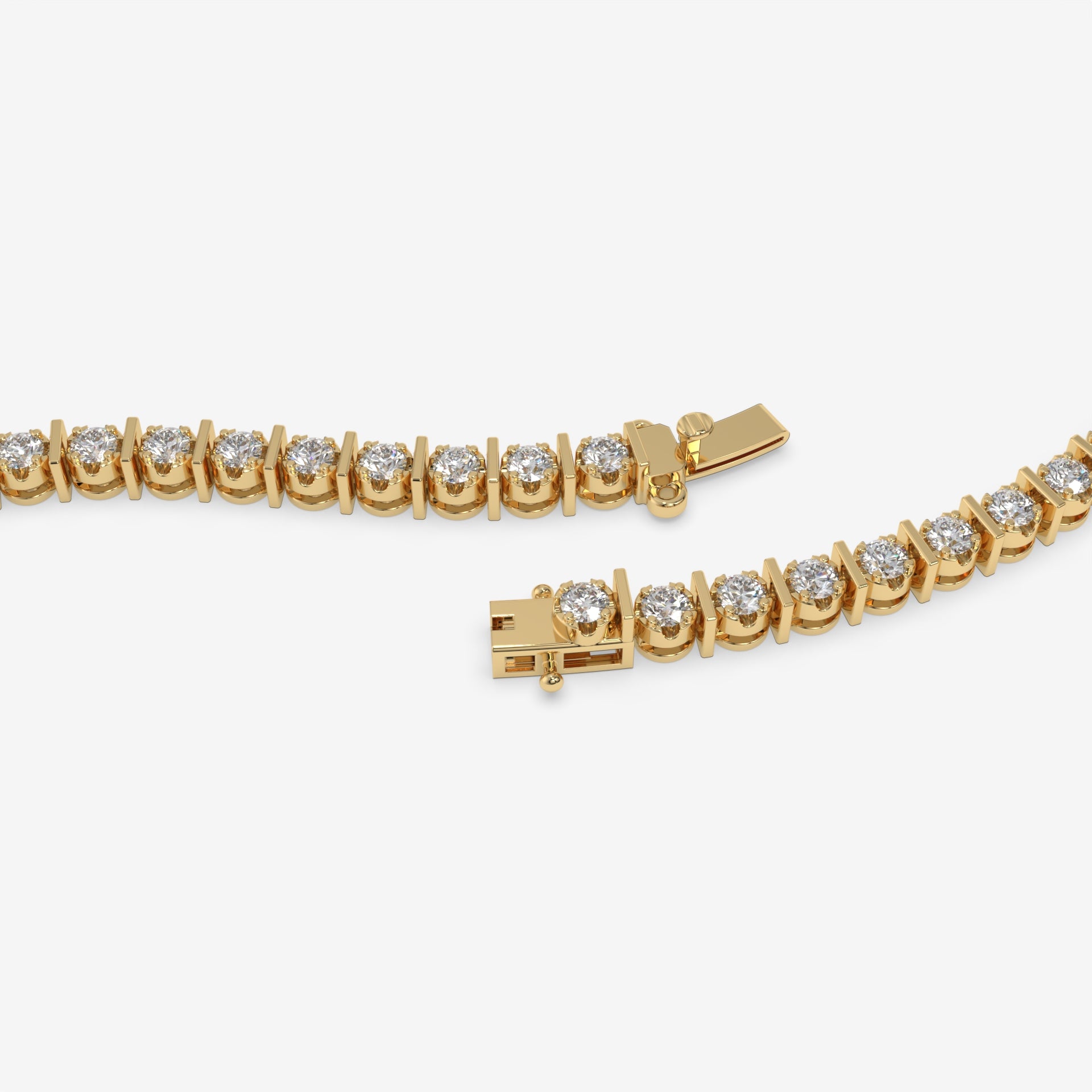 4.57 CT Yellow Gold Round Diamonds Tennis Bracelet