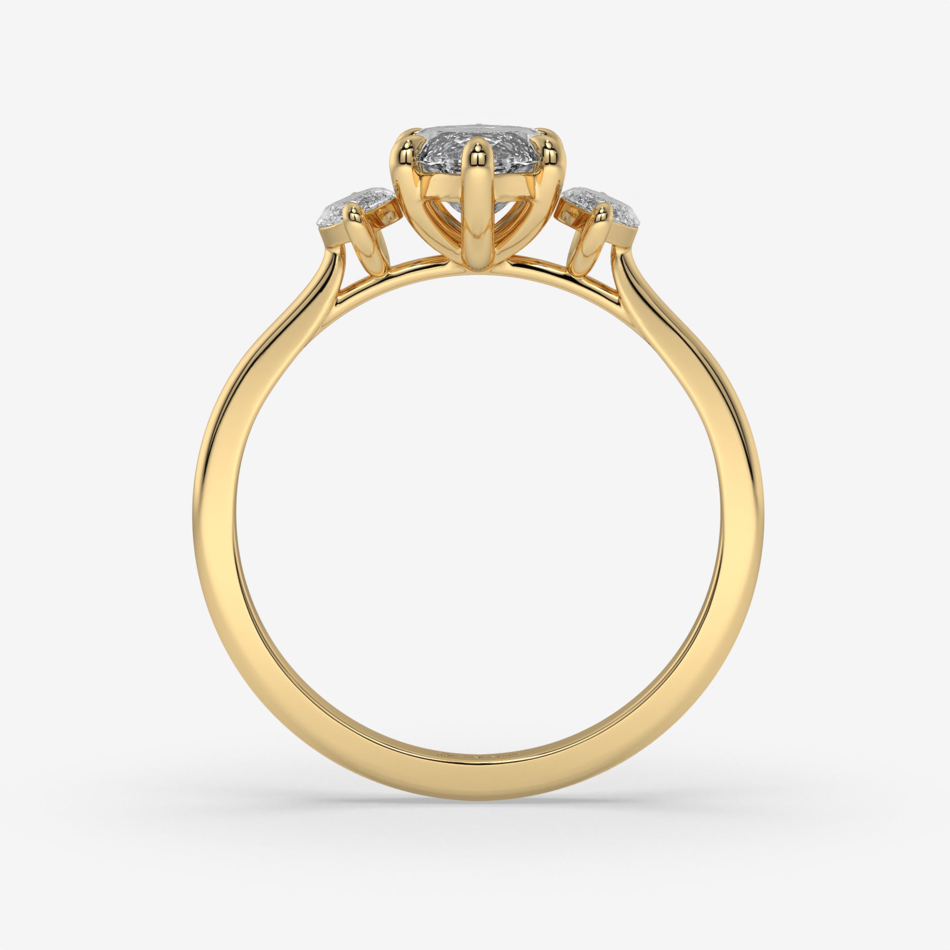 1.50 CT Yellow Gold Marquise Diamond Engagement Ring with Side Stones