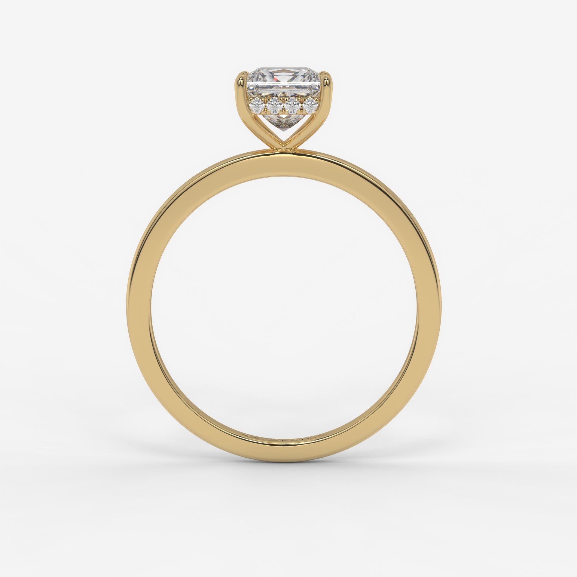 Yellow Gold Princess-Cut Diamond Ring with Round Diamond