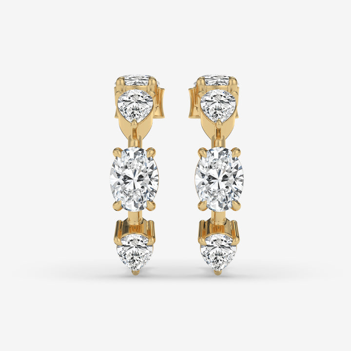 Vertical Diamond Yellow Gold Earrings
