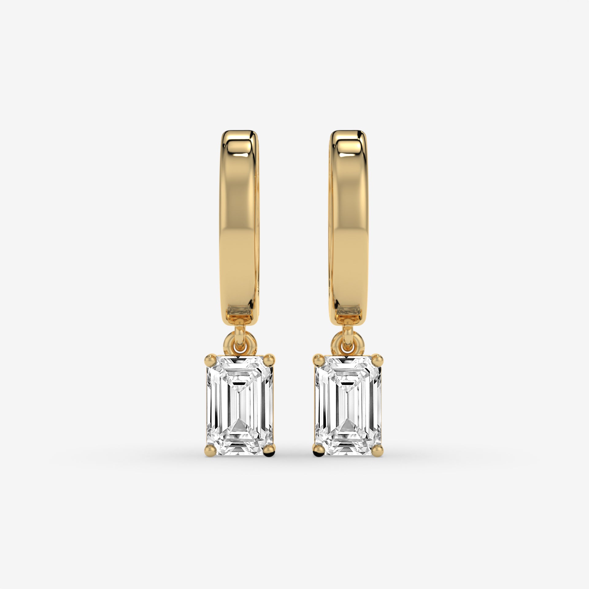 Emerald Cut Diamond Latch Back Earrings in 14K Rose Gold