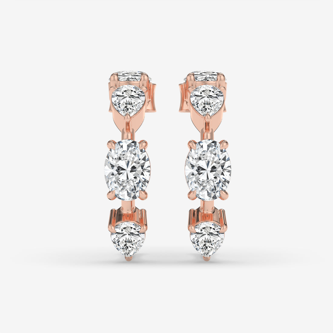 Vertical Diamond Yellow Gold Earrings