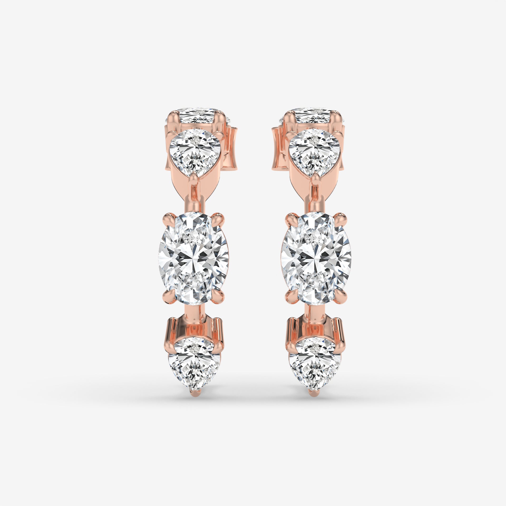 Vertical Diamond Rose Gold Earrings