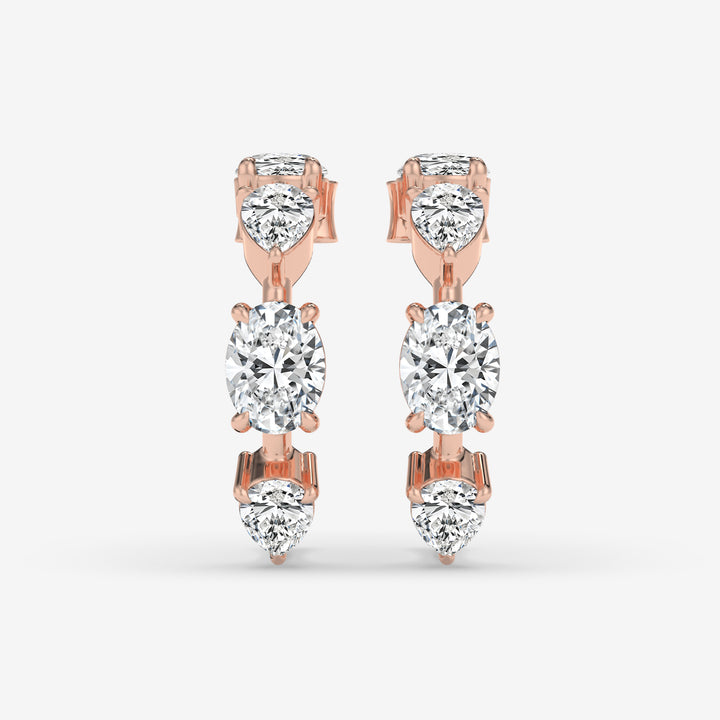 Vertical Diamond Rose Gold Earrings