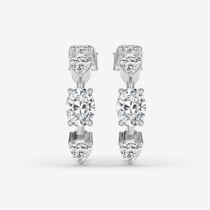 Vertical Diamond White Gold Earrings