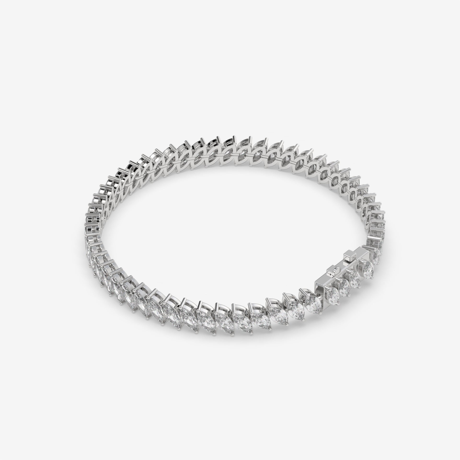 14 CT Radiant Diamond White Gold Tennis Bracelet