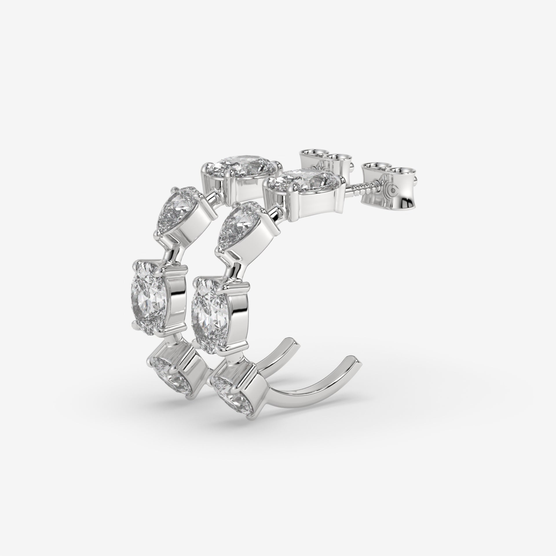 Vertical Diamond White Gold Earrings