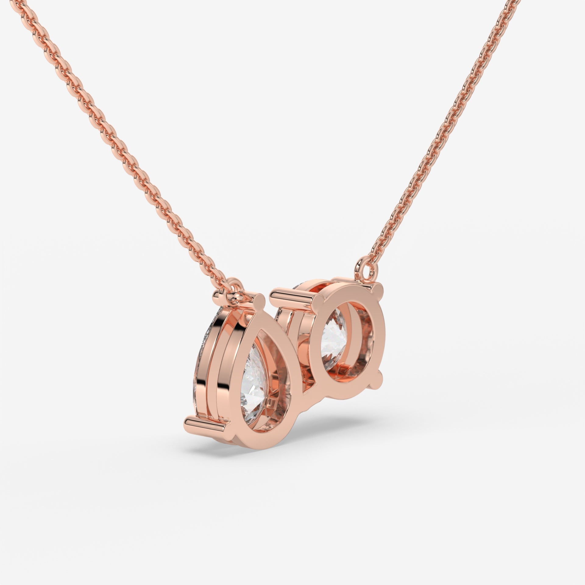 Pear and Round Duet Pendant in Rose Gold