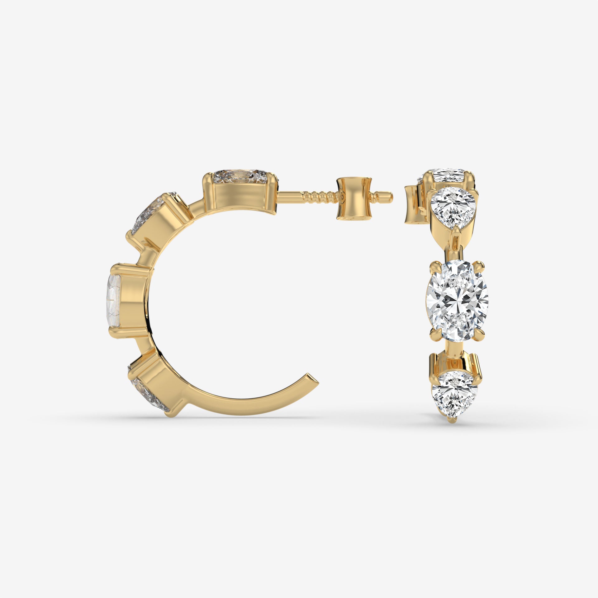 Vertical Diamond Yellow Gold Earrings