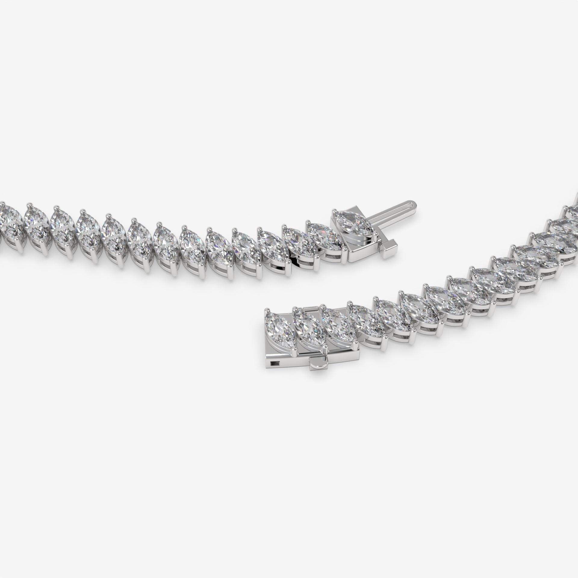 14 CT Radiant Diamond White Gold Tennis Bracelet