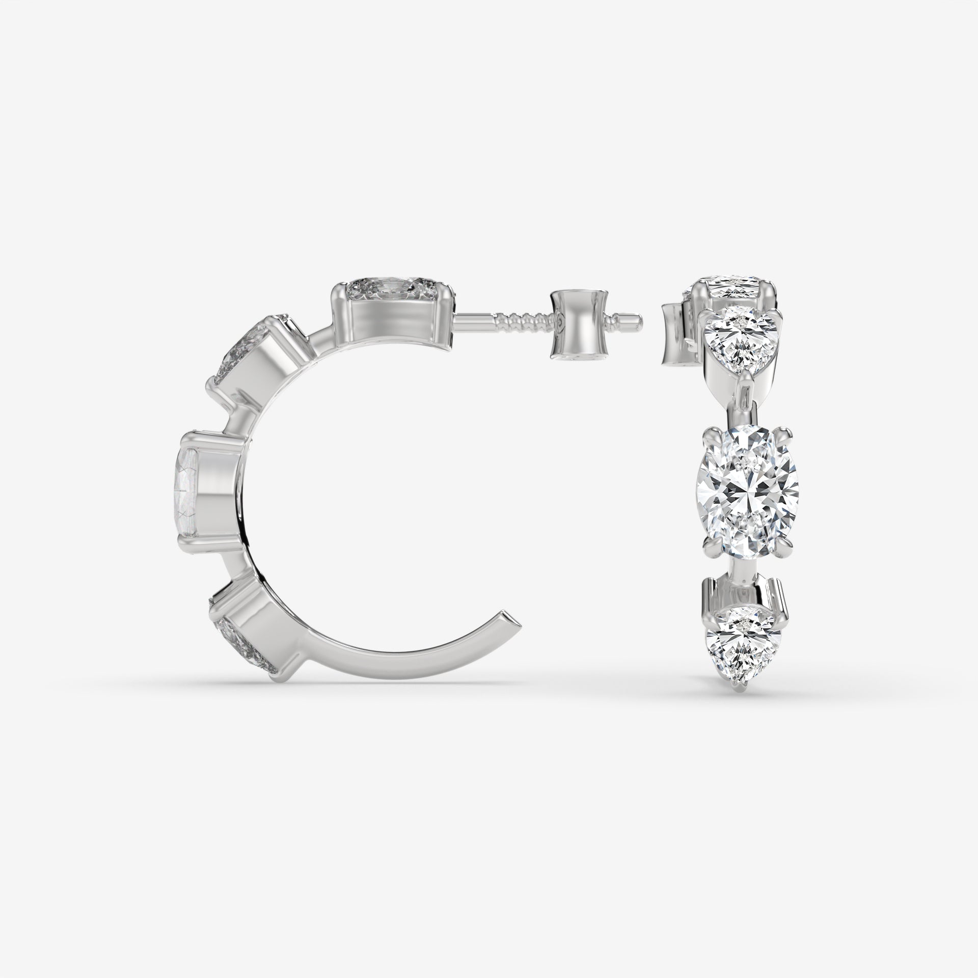 Vertical Diamond White Gold Earrings