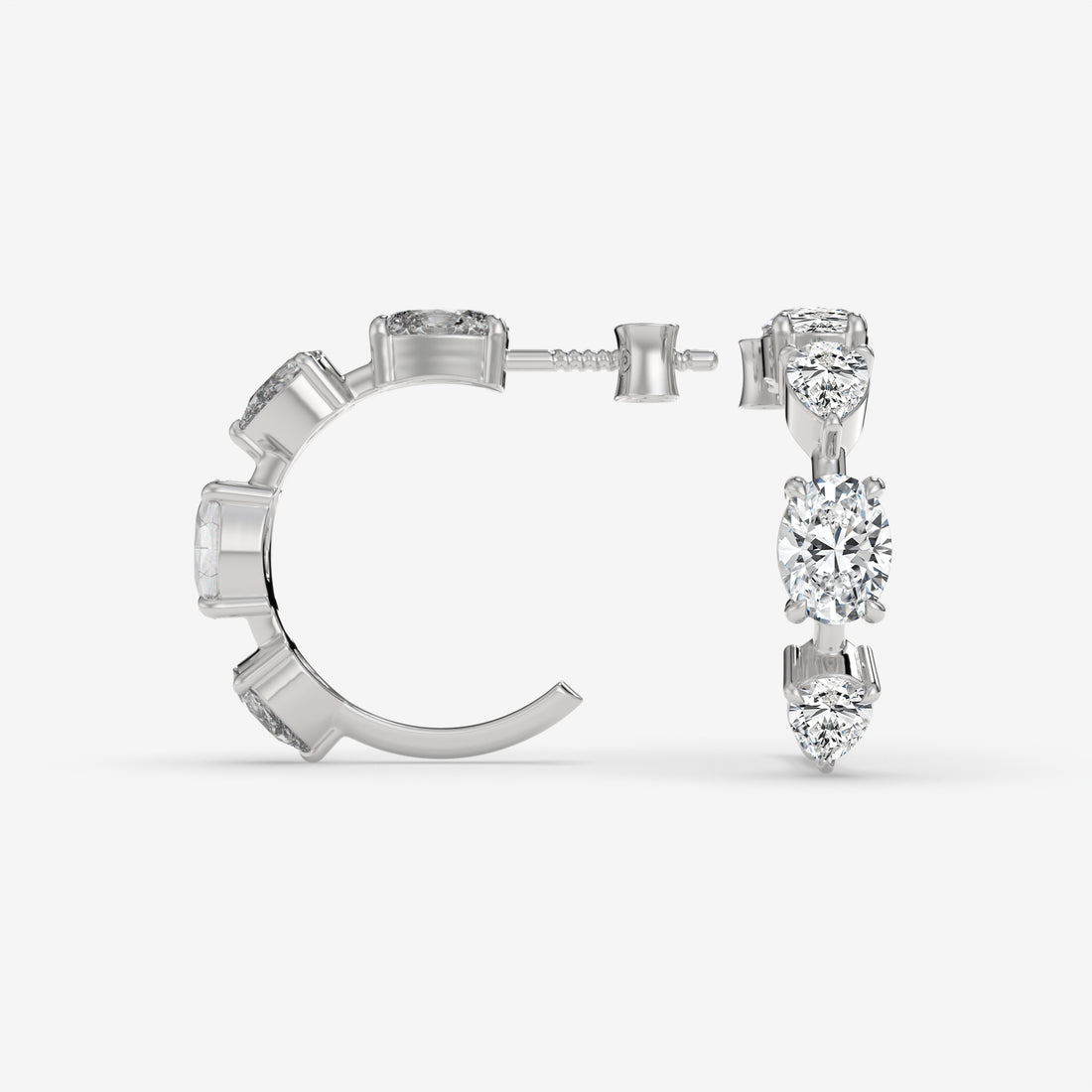 Vertical Diamond White Gold Earrings