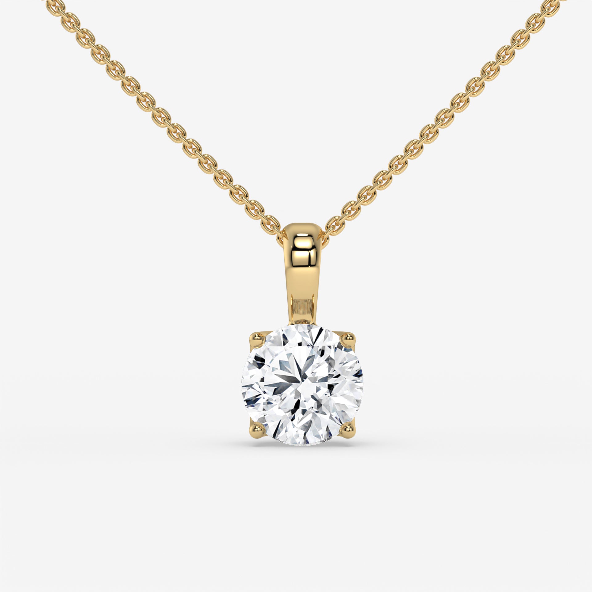 Solitaire Yellow Gold Diamond Pendant with 1.00 CT Round Diamond