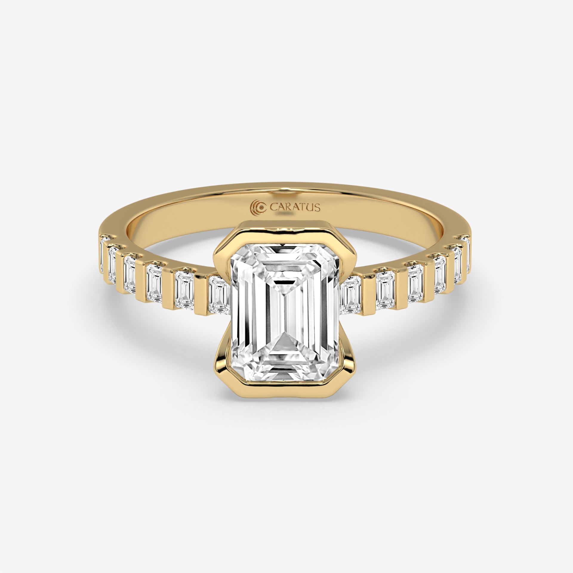 1.00 CT Emerald-Cut Engagement Ring in Yellow Gold with Baguette Stones