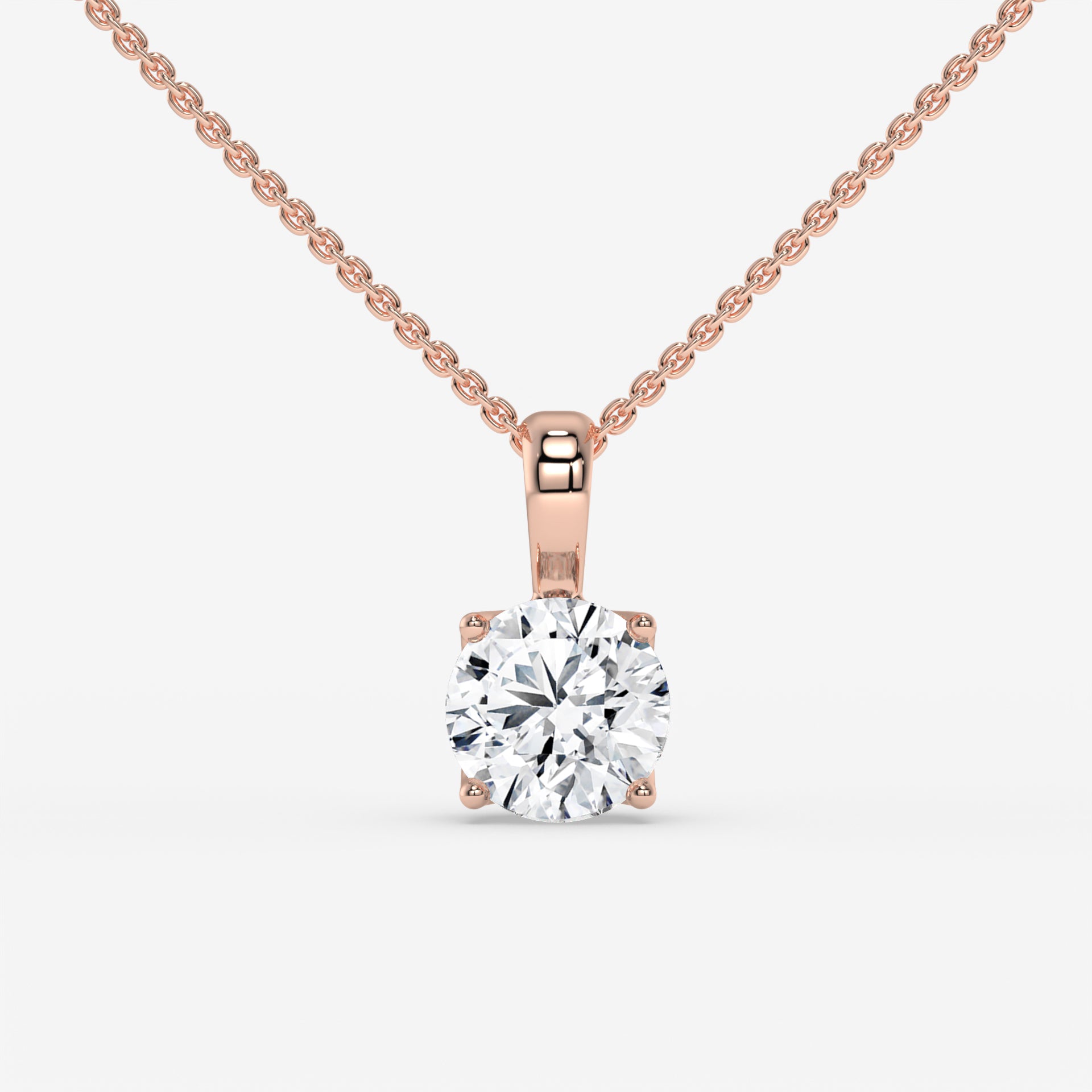 Solitaire Yellow Gold Diamond Pendant with 1.00 CT Round Diamond