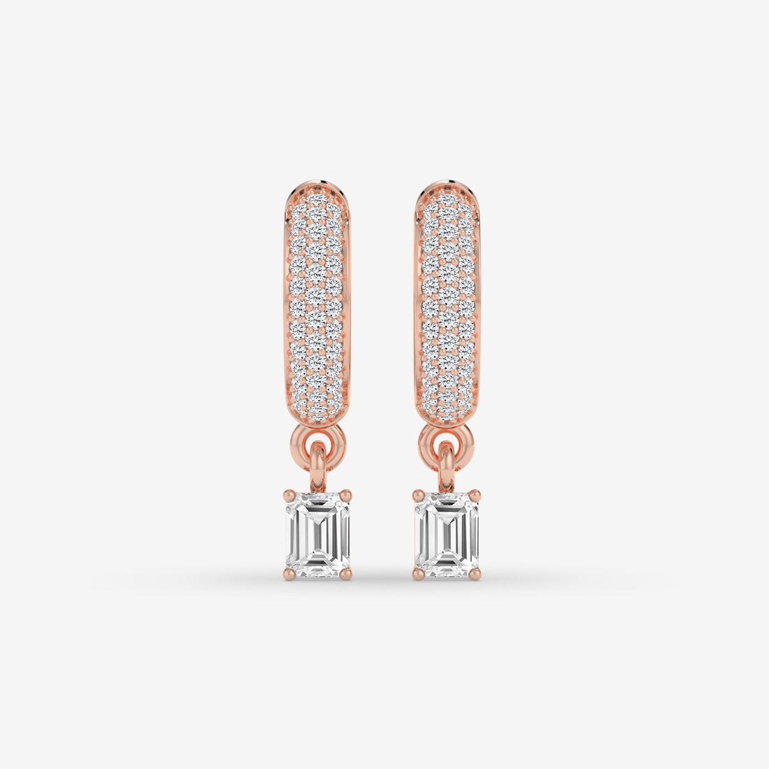 Emerald-Cut Diamond Hoop Earrings in Yellow Gold