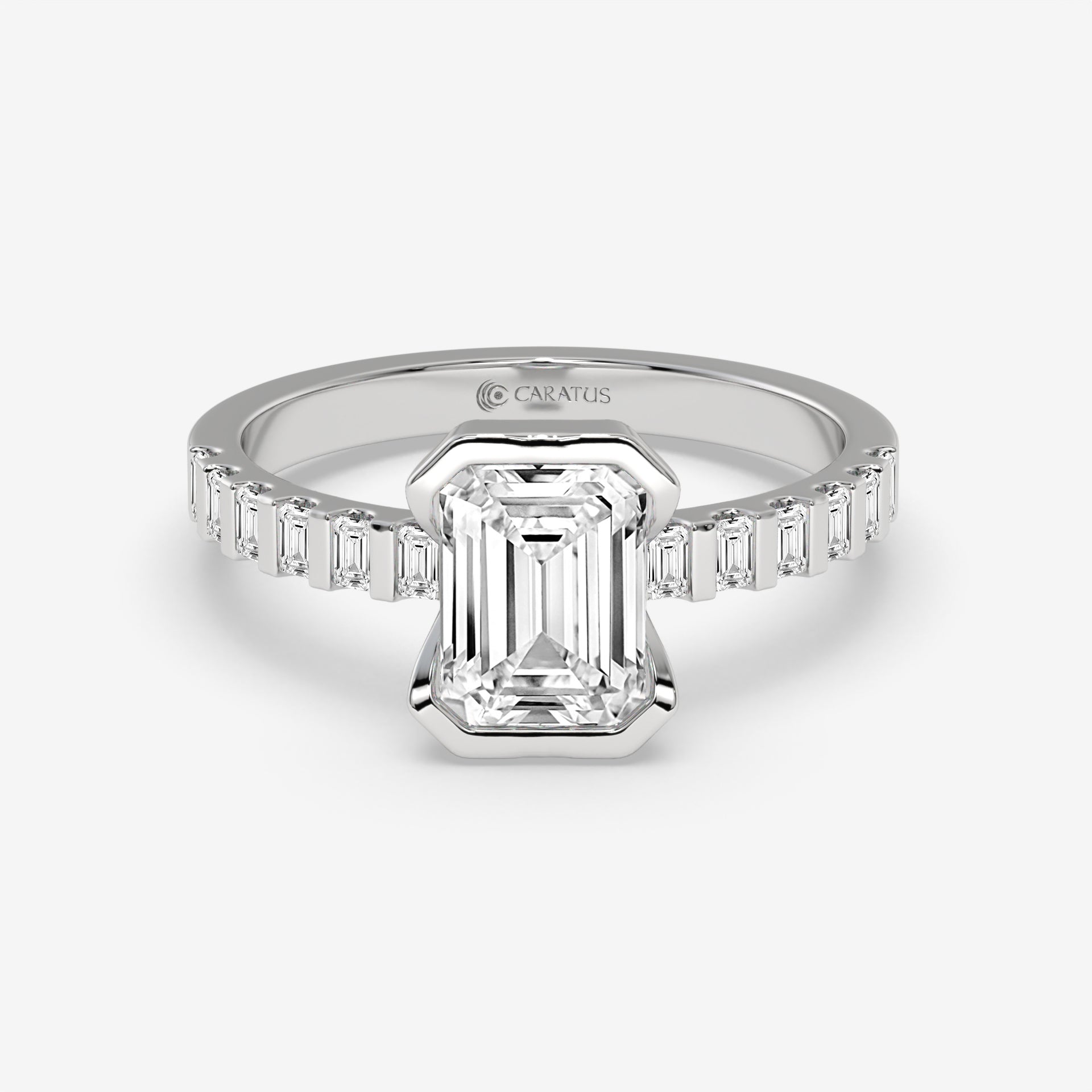 1.00 CT Emerald-Cut Engagement Ring in White Gold with Baguette Stones