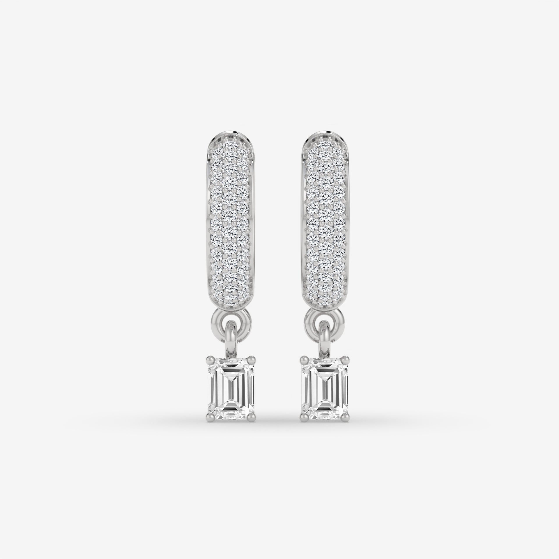 Emerald-Cut Diamond Hoop Earrings in Rose Gold