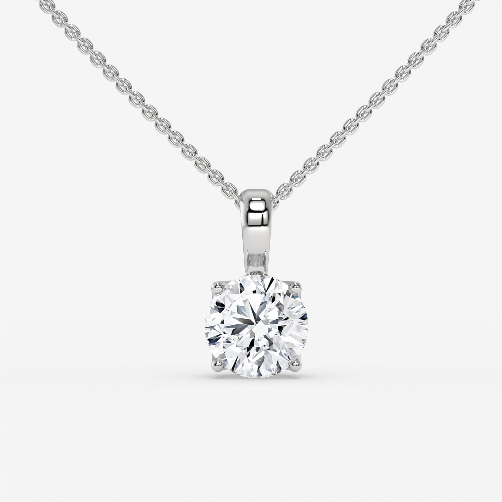 Solitaire White Gold Diamond Pendant with 1.00 CT Round Diamond
